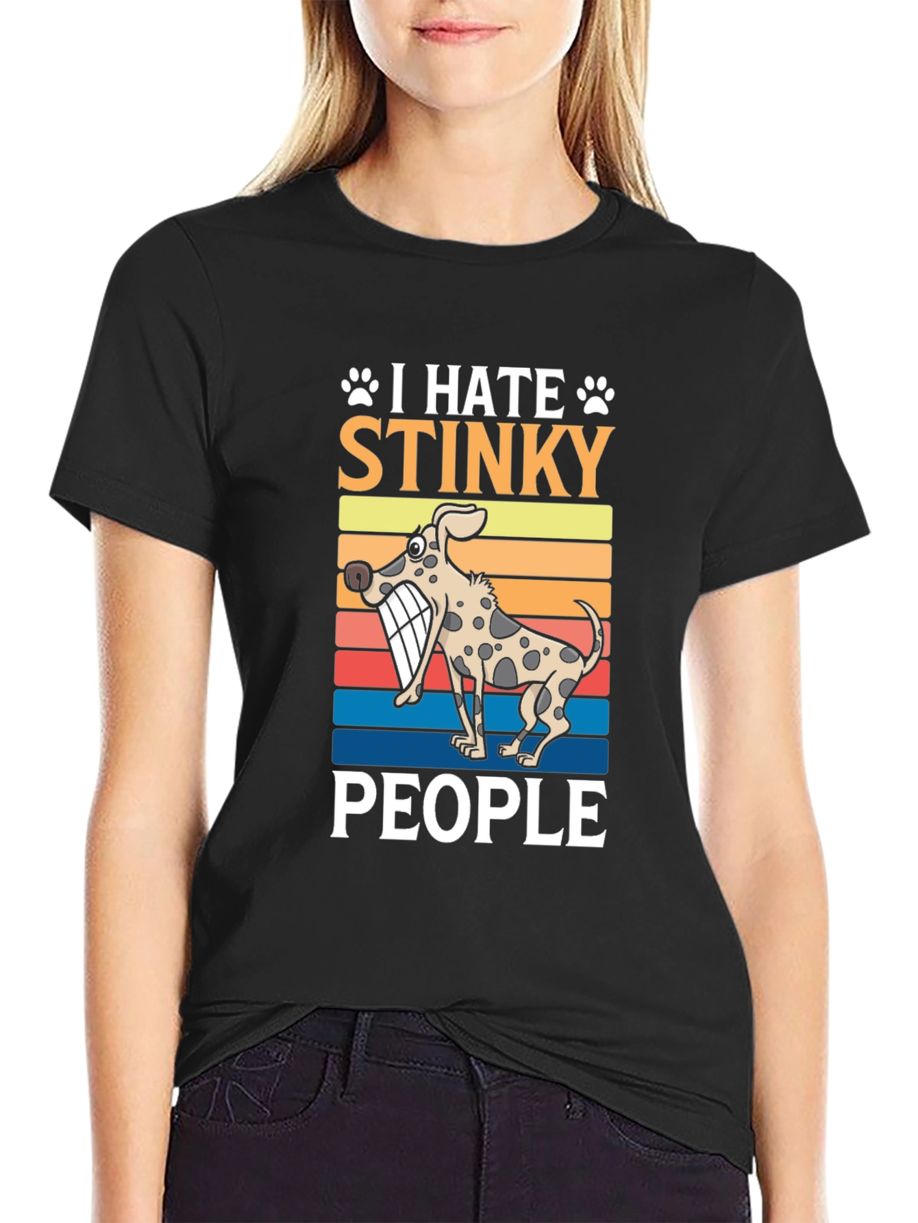Black I Hate Stinky People Graphic Tee - Dog Lover T-Shirt view 2