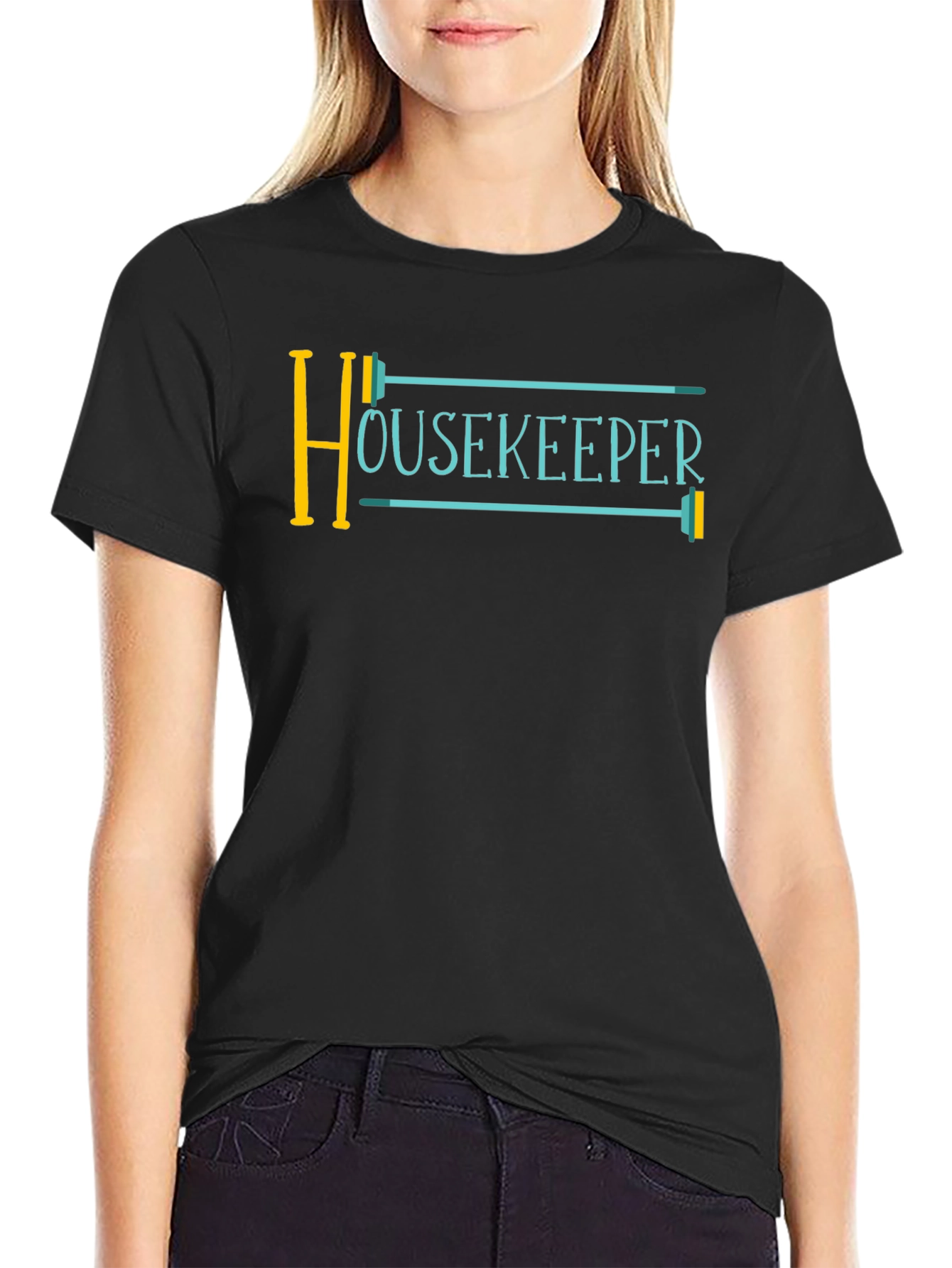 Black Housekeeper T-Shirt - Novelty Cleaning Staff Tee view 2