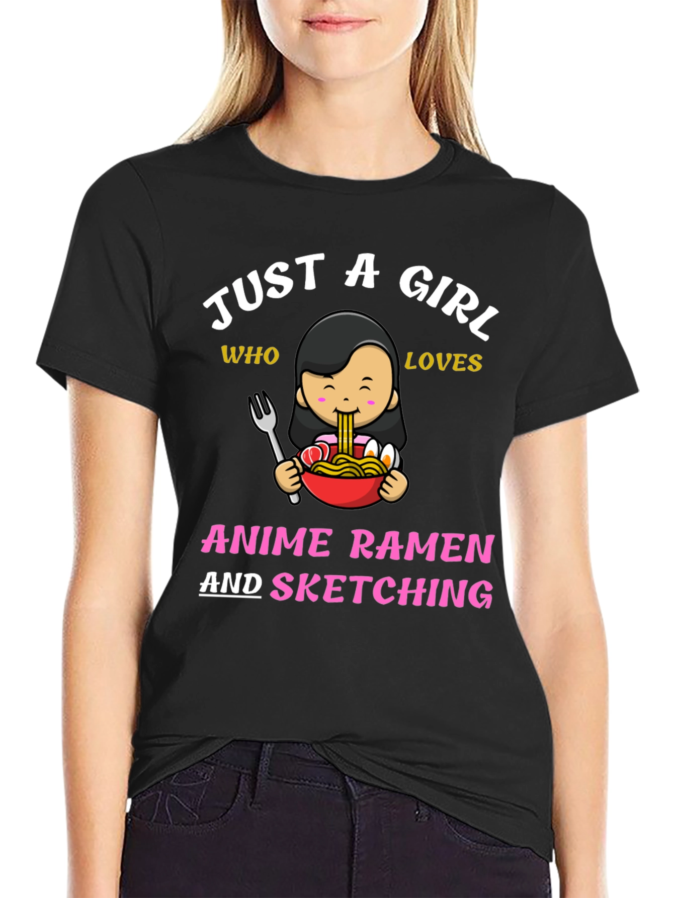 Black Anime Ramen & Sketching T-Shirt view 2