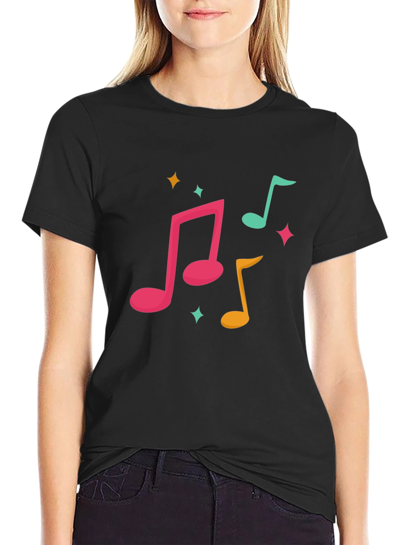 Black Musical Note Graphic Tee - Stylish & Fun! view 2