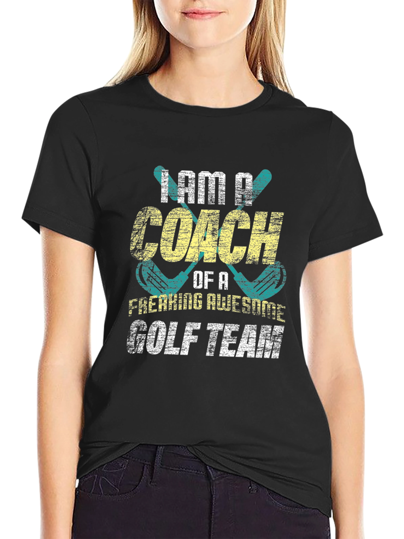 Black Golf Coach T-Shirt - Awesome Team Graphic Tee view 2