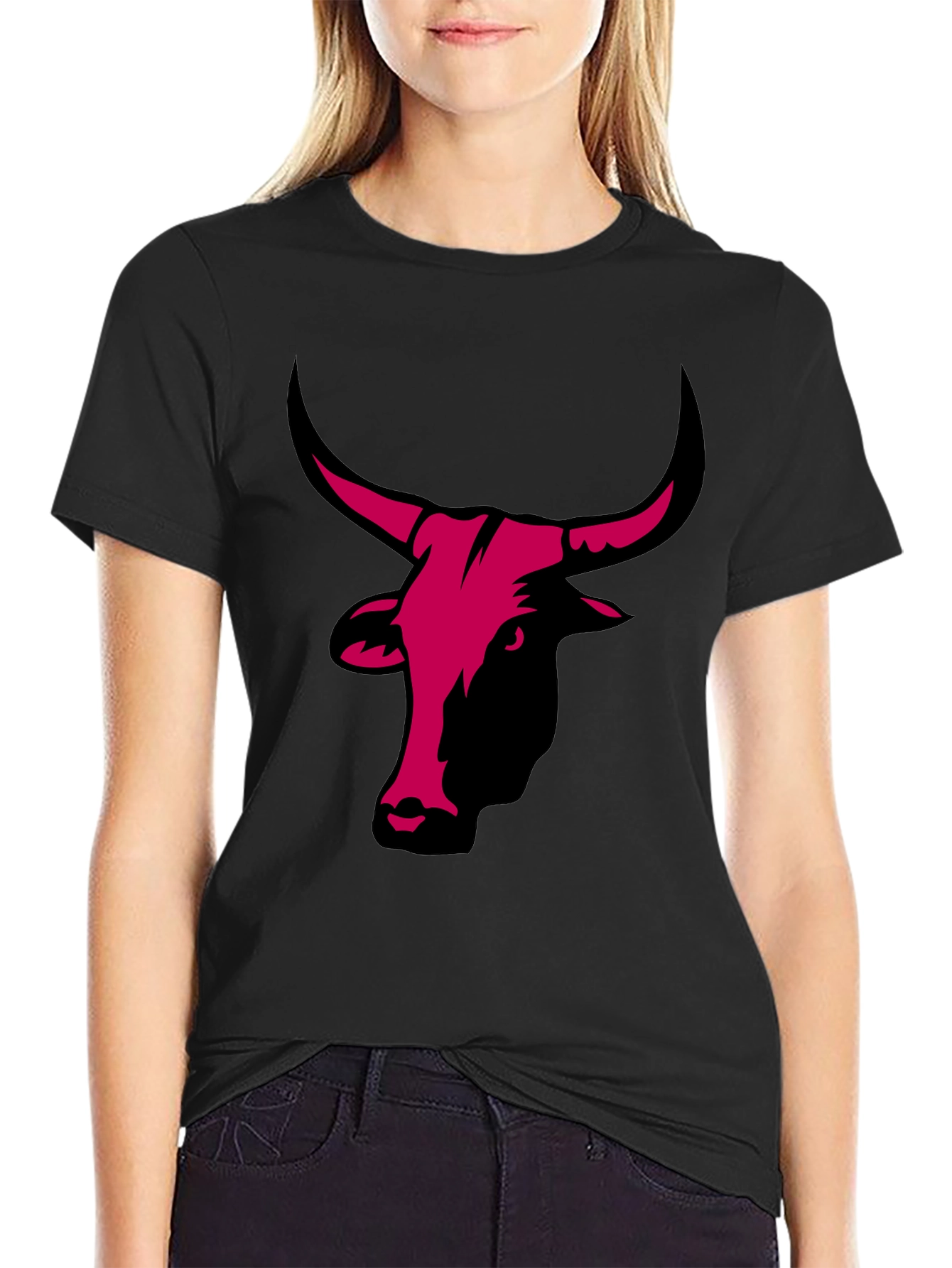 Bull Head Graphic Print Black T-Shirt - 2