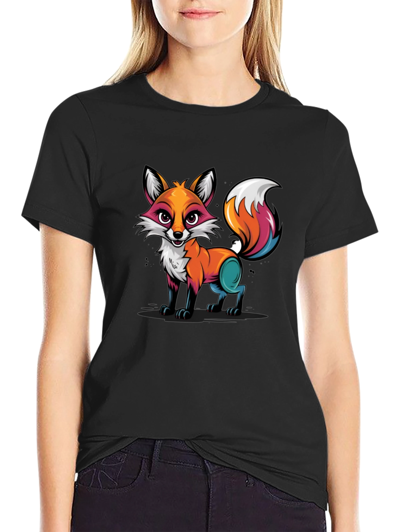 Black Fox Graphic T-Shirt - Unique Colorful Design view 2