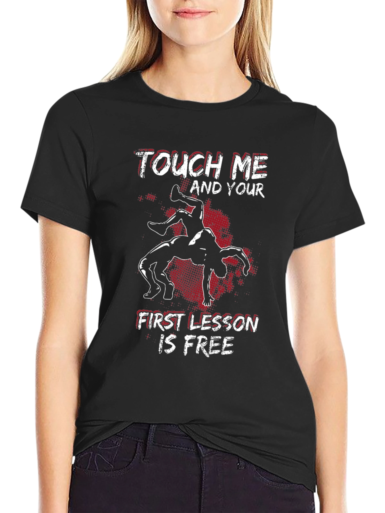 Black Touch Me Wrestling Graphic Tee view 2