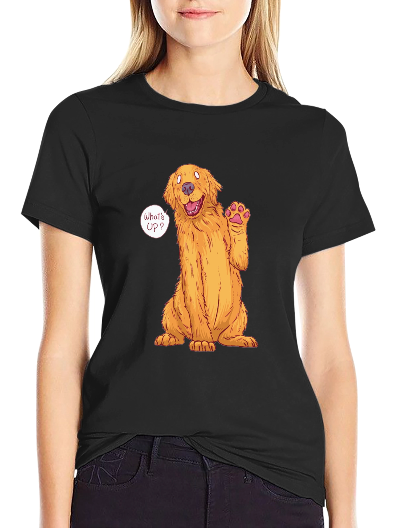 Black Golden Retriever 'What's Up?' T-Shirt view 2