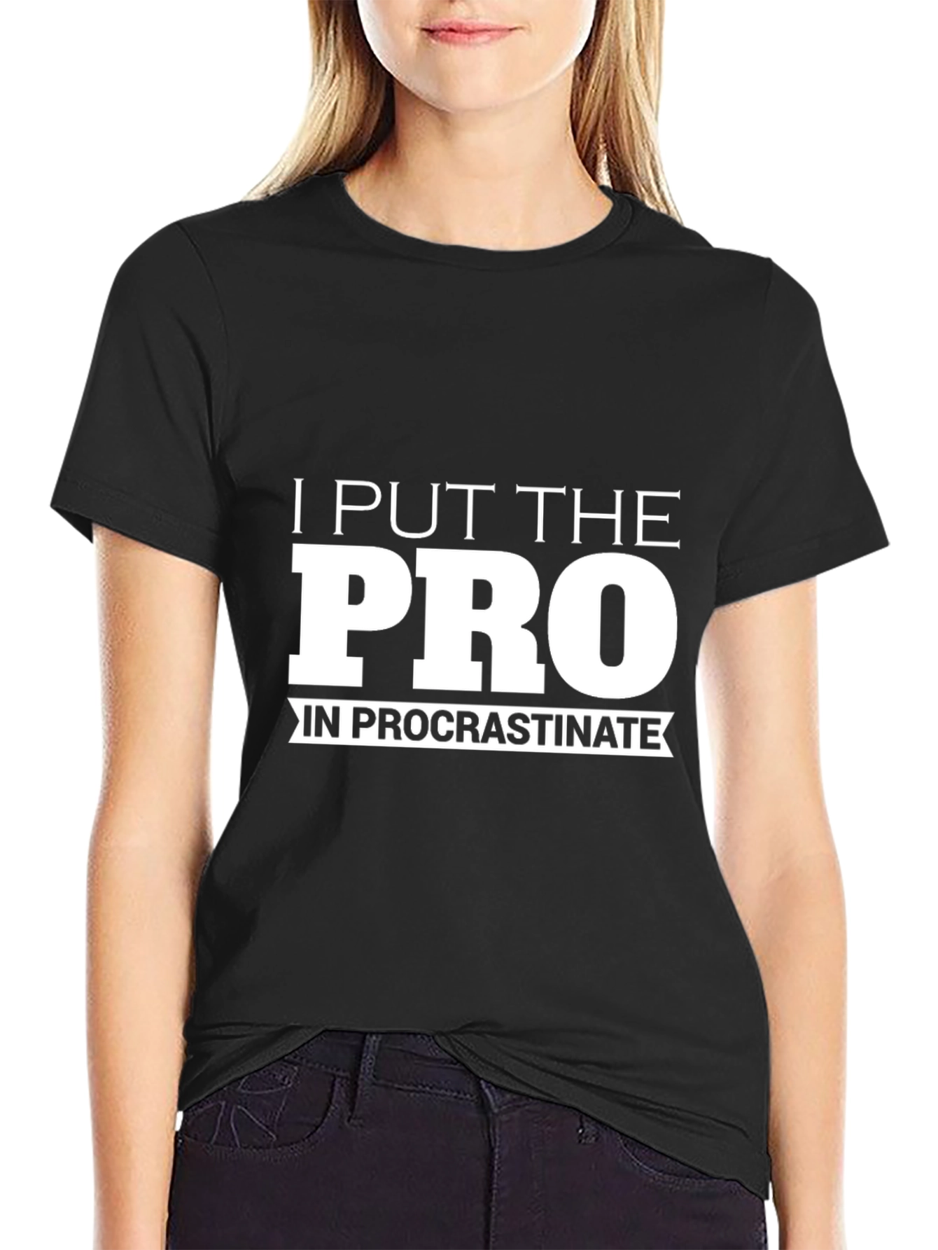 Black Procrastinate T-Shirt - Funny Slogan Tee view 2