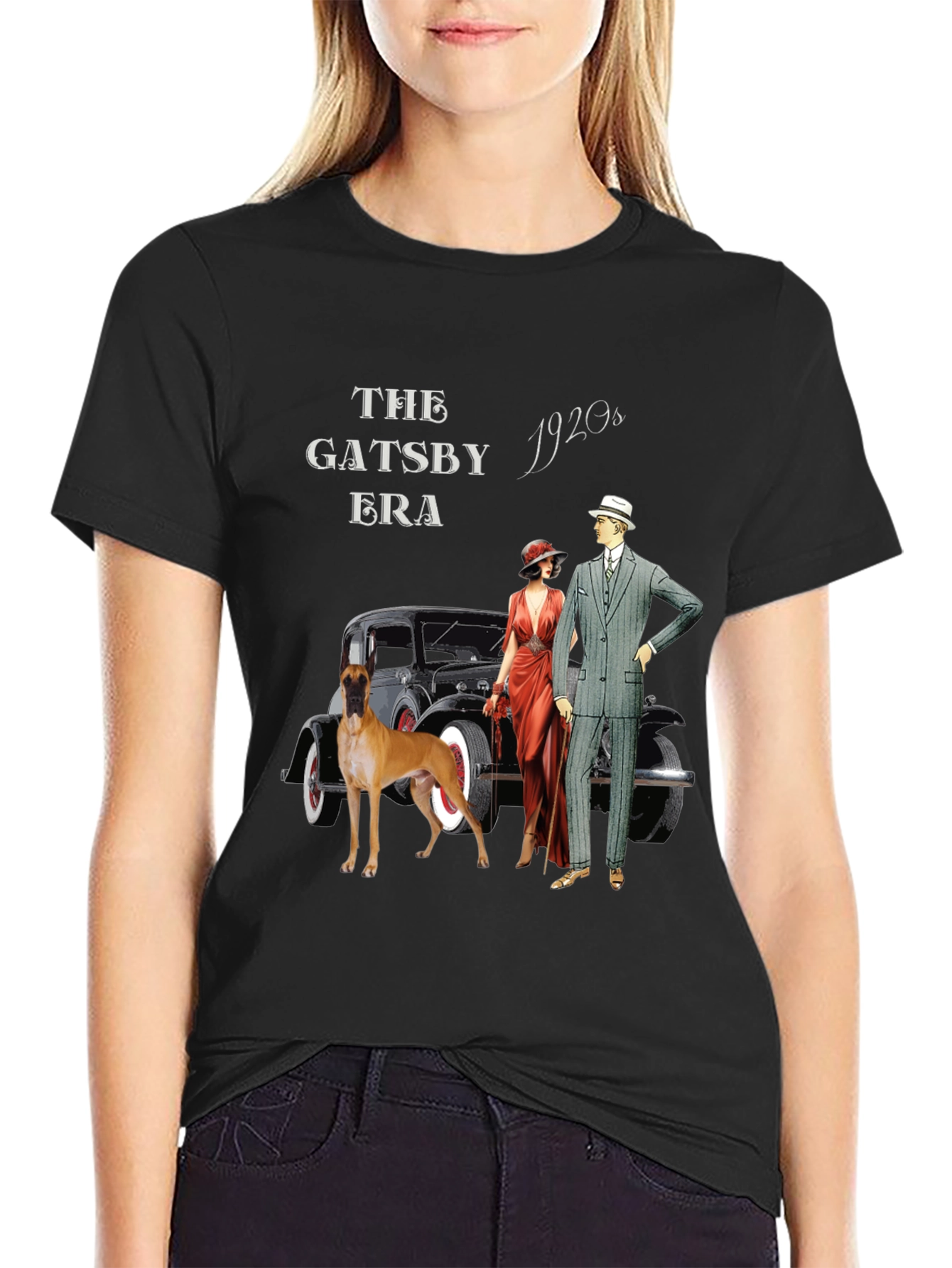 Black Gatsby Era T-Shirt: Vintage 1920s Style view 2