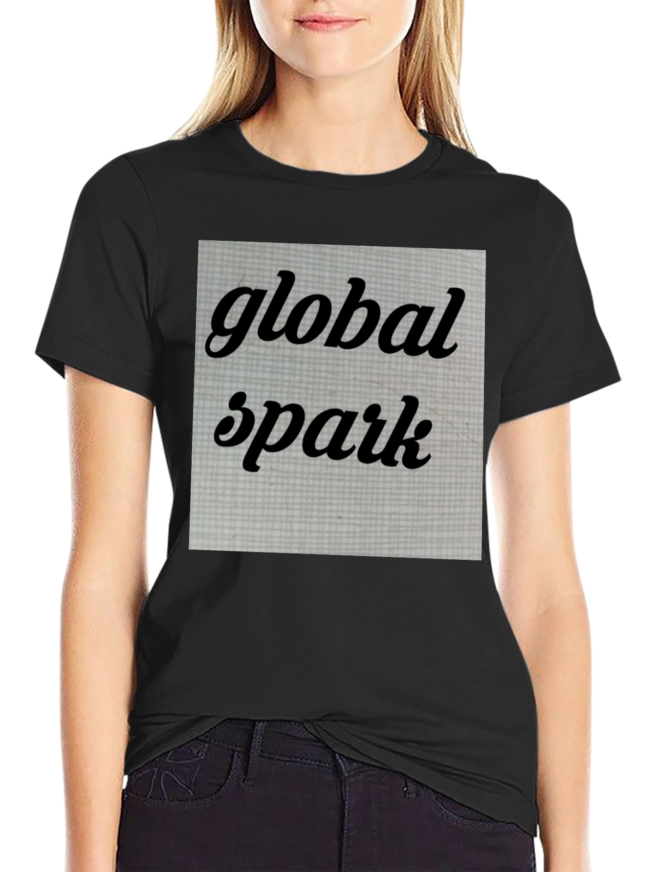 Black Global Spark Graphic Tee - Trendy Black T-Shirt view 2