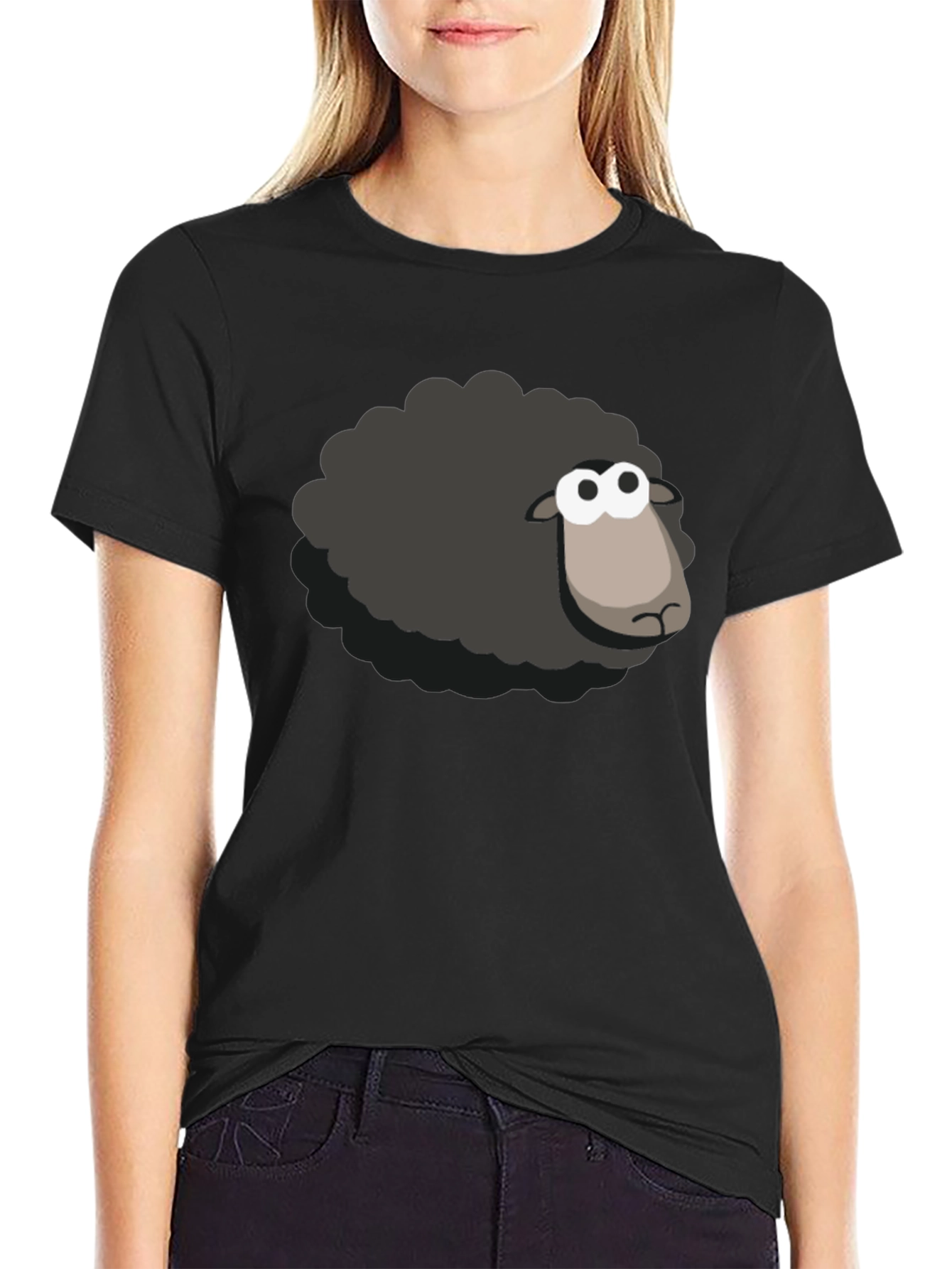 Black Black Sheep T-Shirt - Cartoon Style view 2