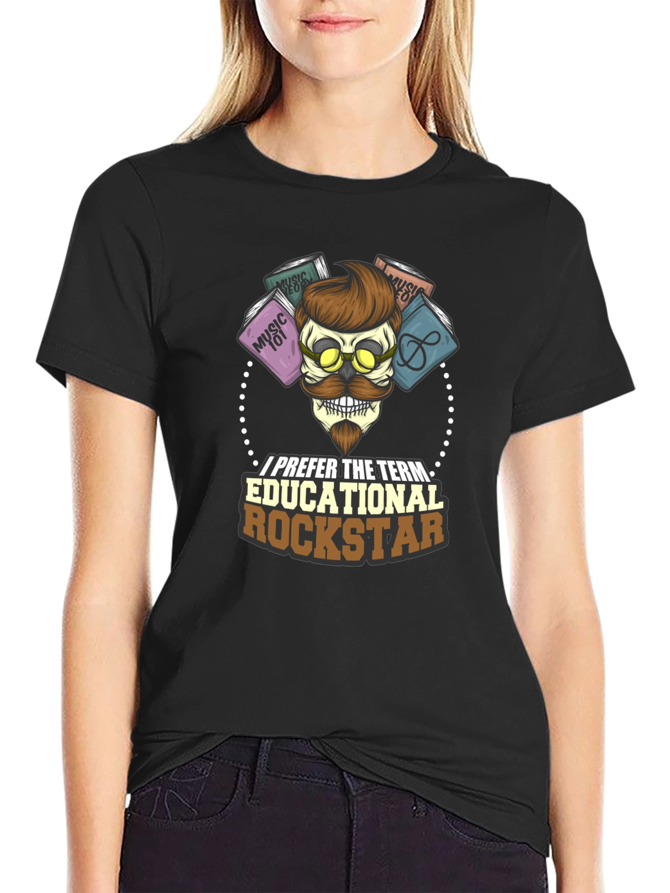 Black Educational Rockstar T-Shirt: Music Lover's Tee view 2