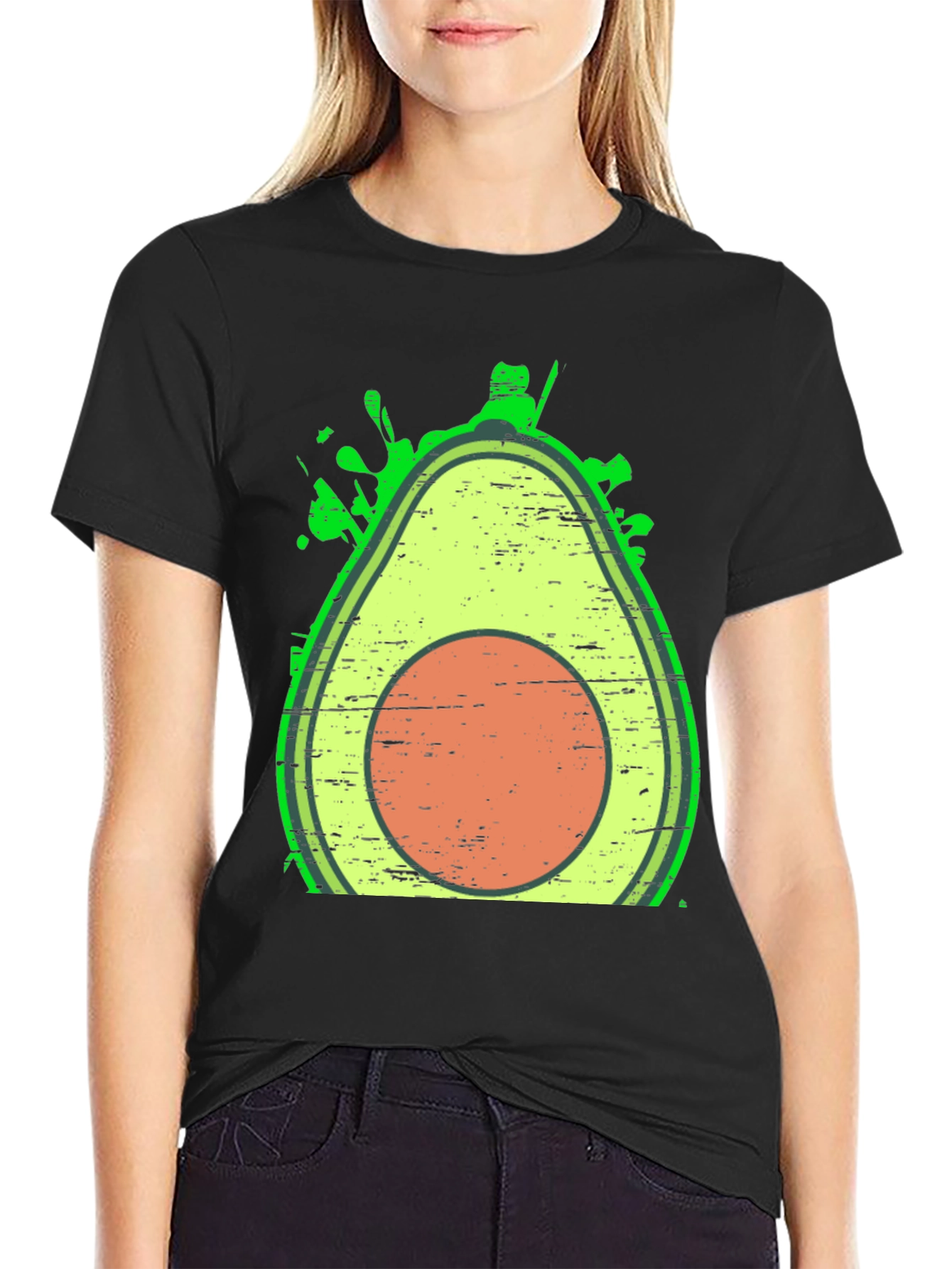 Black Avocado Graphic Tee - Trendy Fruit Lover Shirt view 2