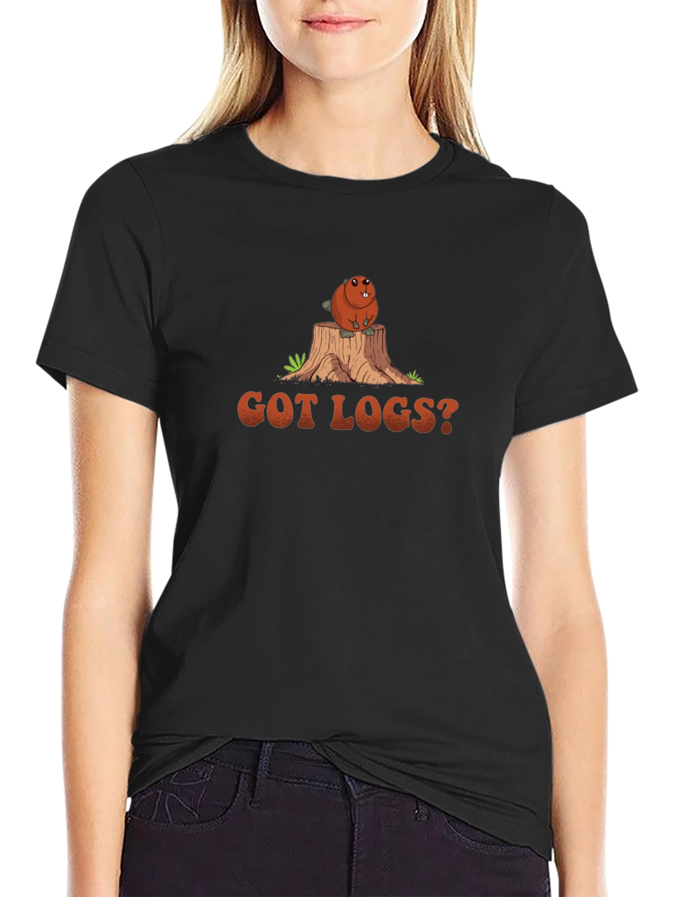 Black Got Logs? Beaver Graphic T-Shirt view 2