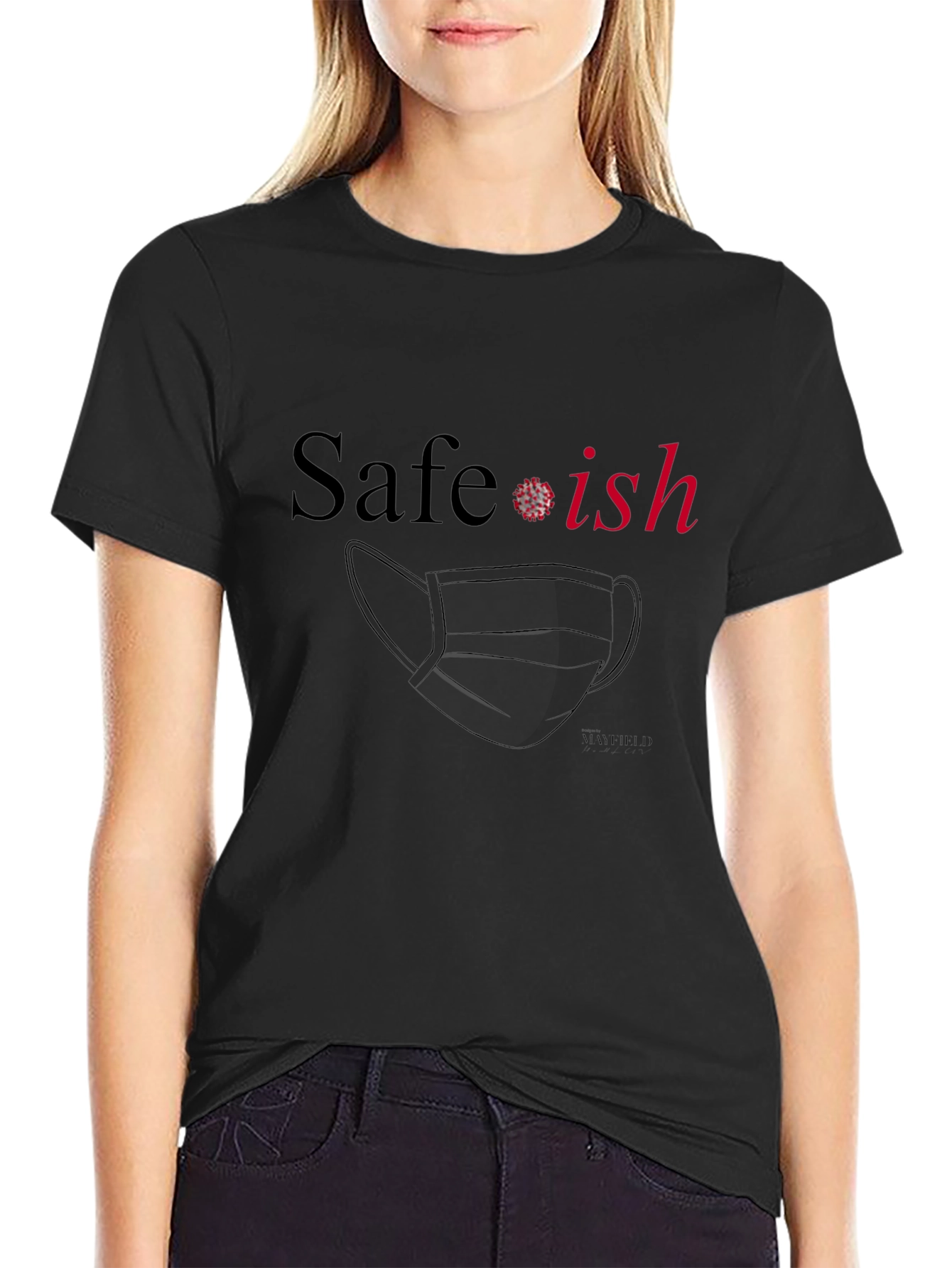 Black Safe-ish Graphic T-Shirt: Funny Pandemic Tee view 2