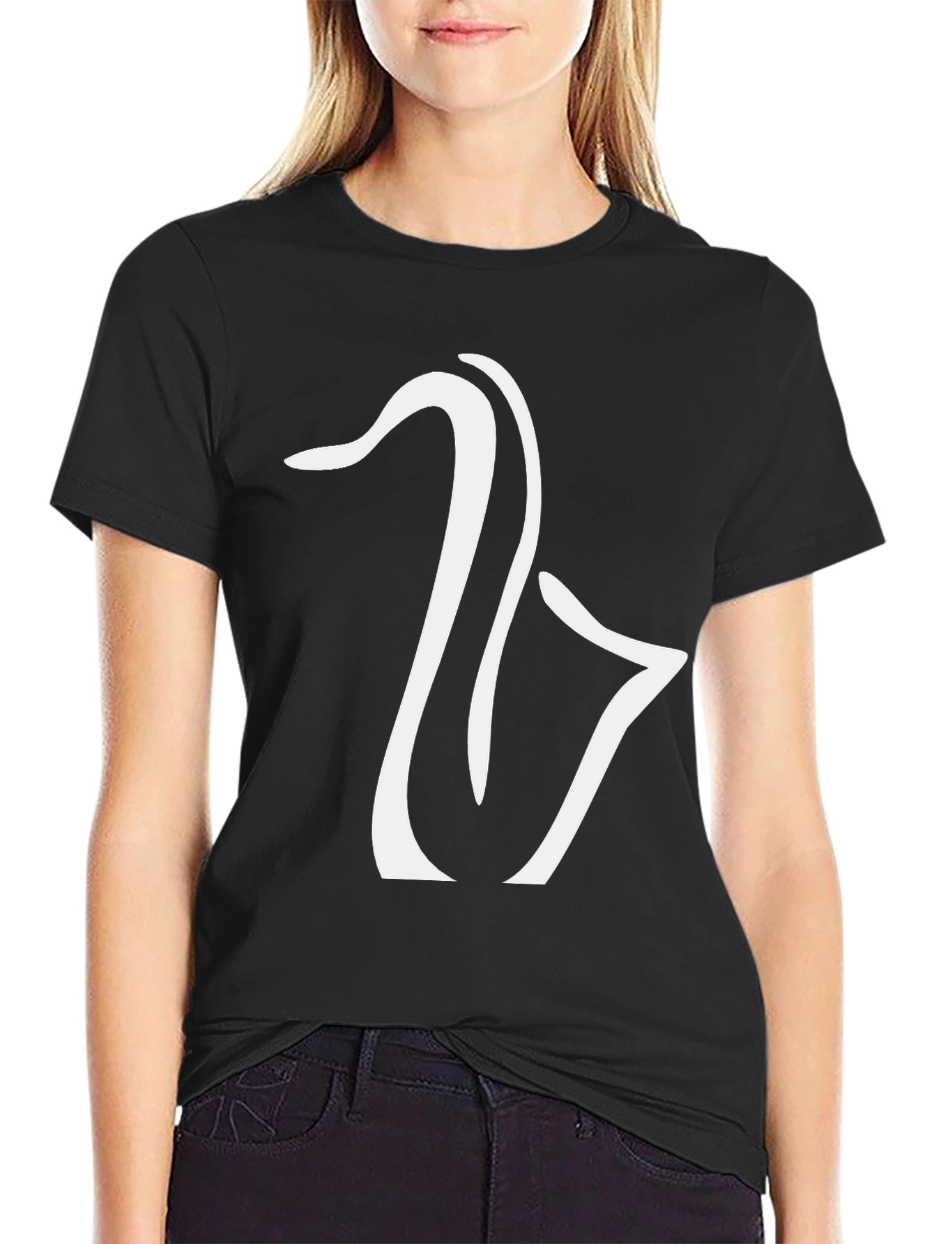 Black Saxophone Graphic Tee - Black Cotton Casual Shirt view 2