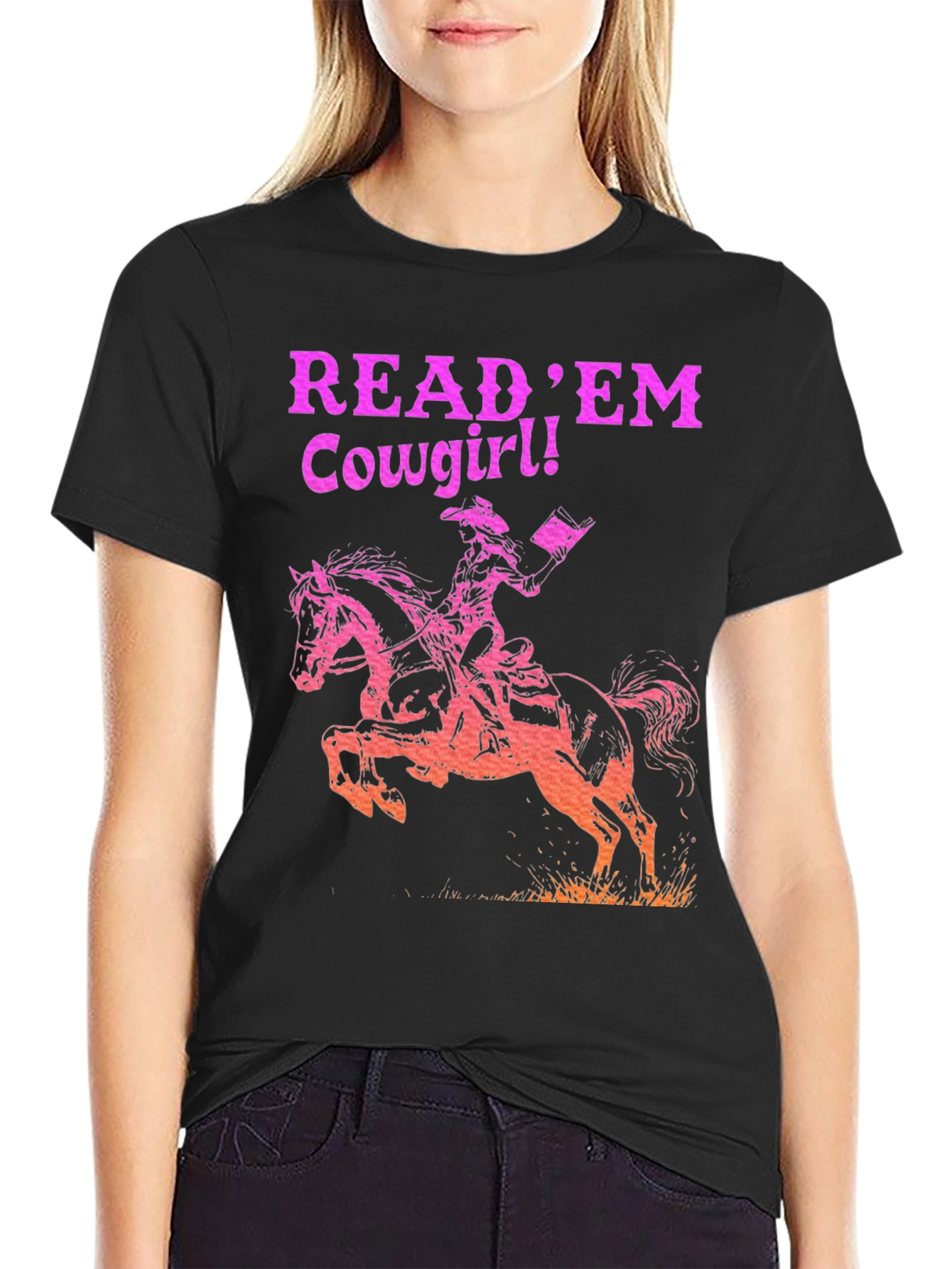 Black Read 'Em Cowgirl! Graphic Tee - Western Style view 2