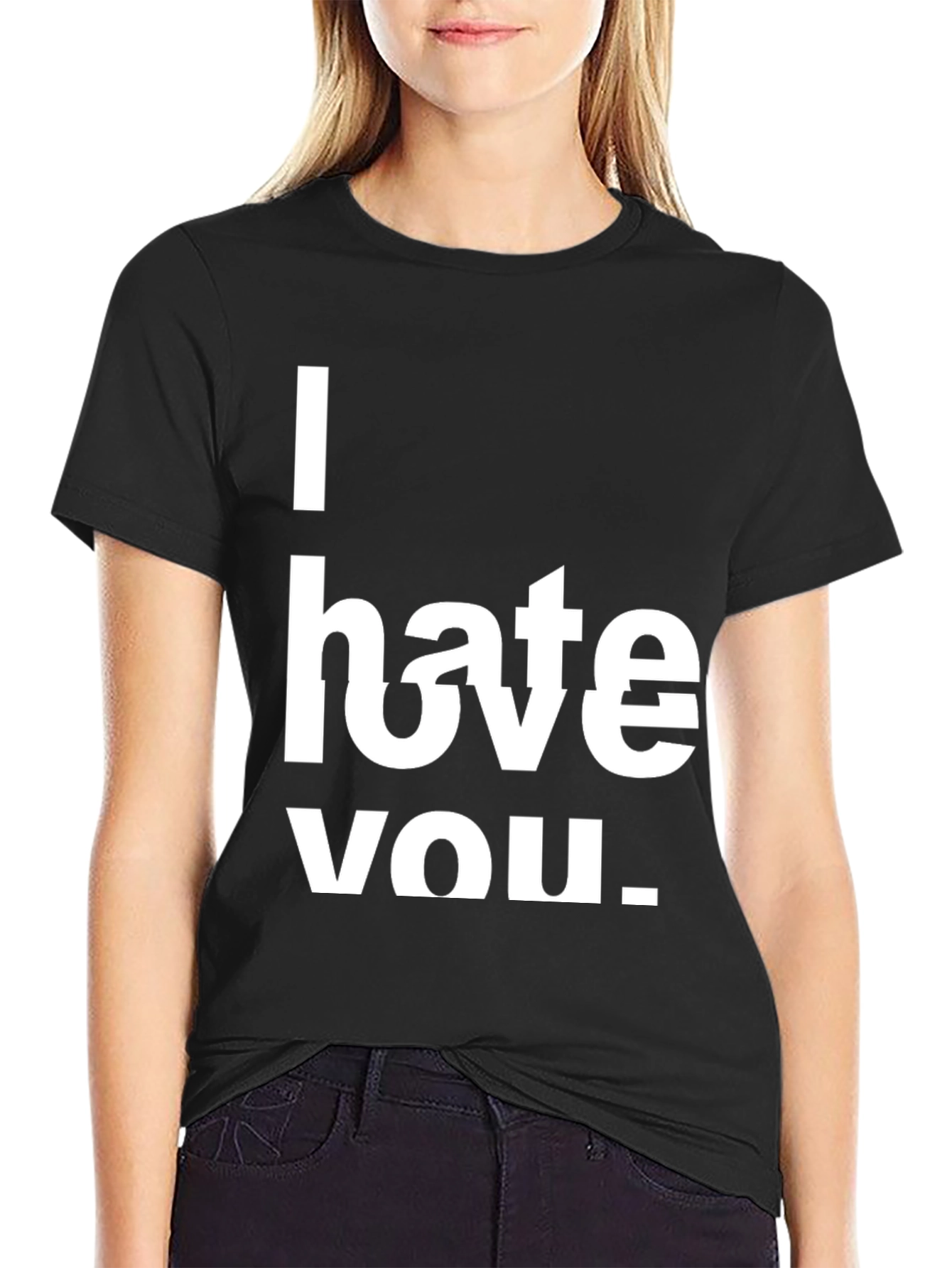 Black I Hate You Statement T-Shirt view 2