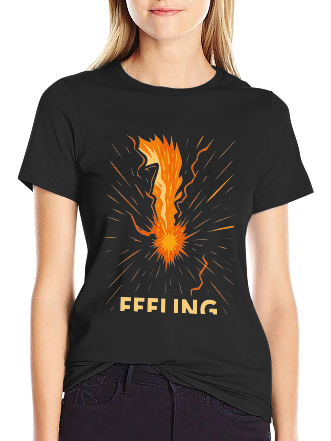Black Feeling Graphic Tee - Bold Statement T-Shirt view 2