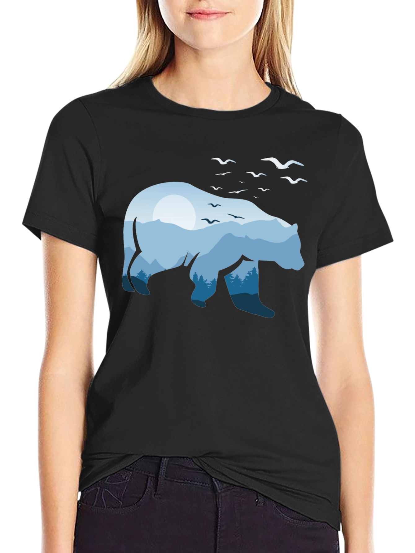 Black Nature Bear Graphic Tee - Men's Black T-Shirt view 2