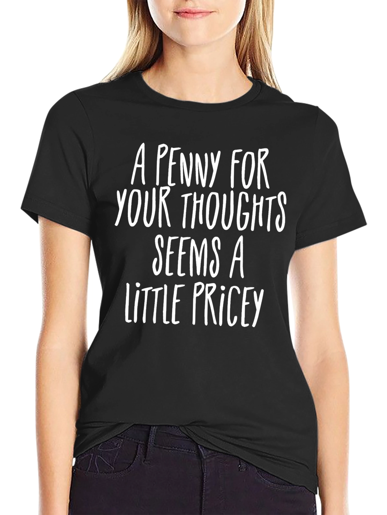 Black Humorous "A Penny For Your Thoughts" Graphic Tee view 2