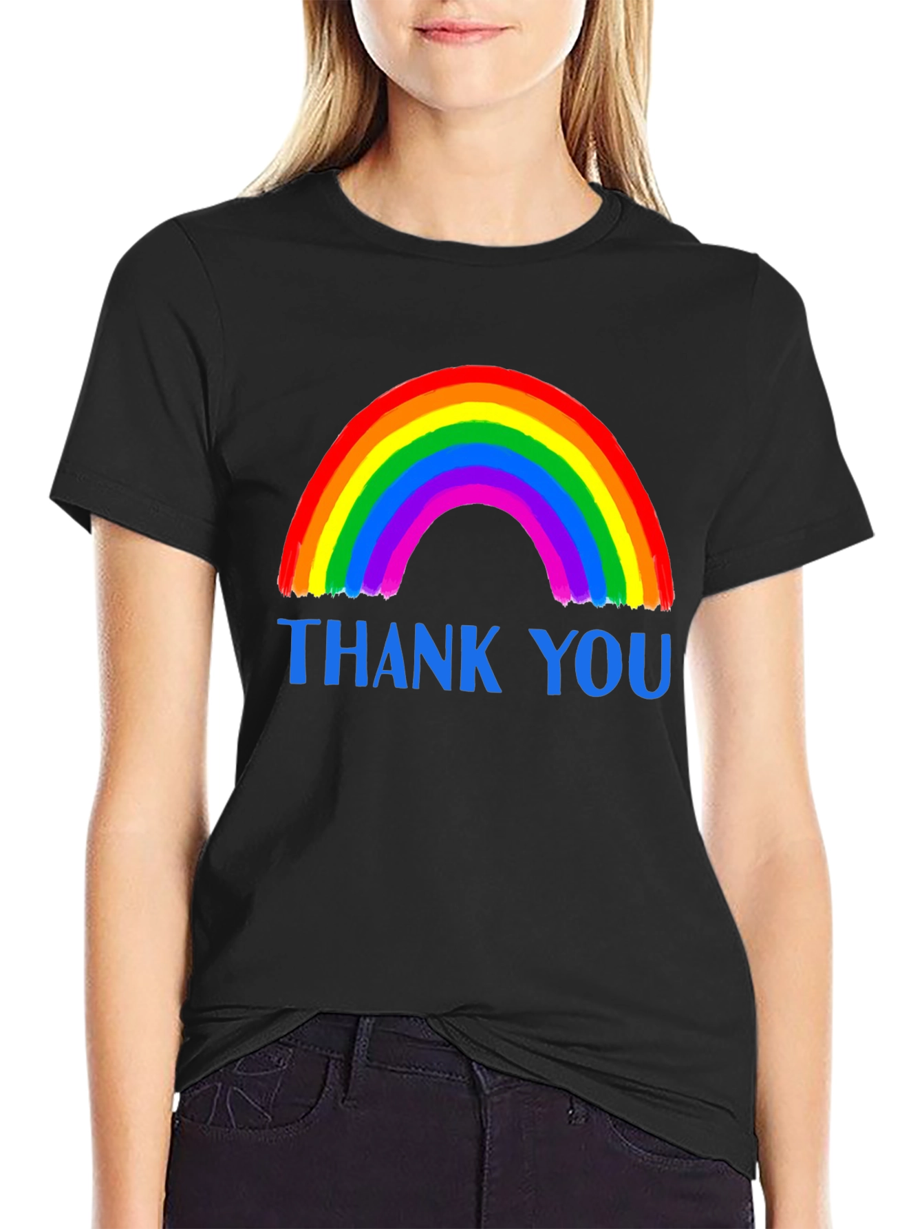 Black Rainbow 'Thank You' Graphic Tee view 2