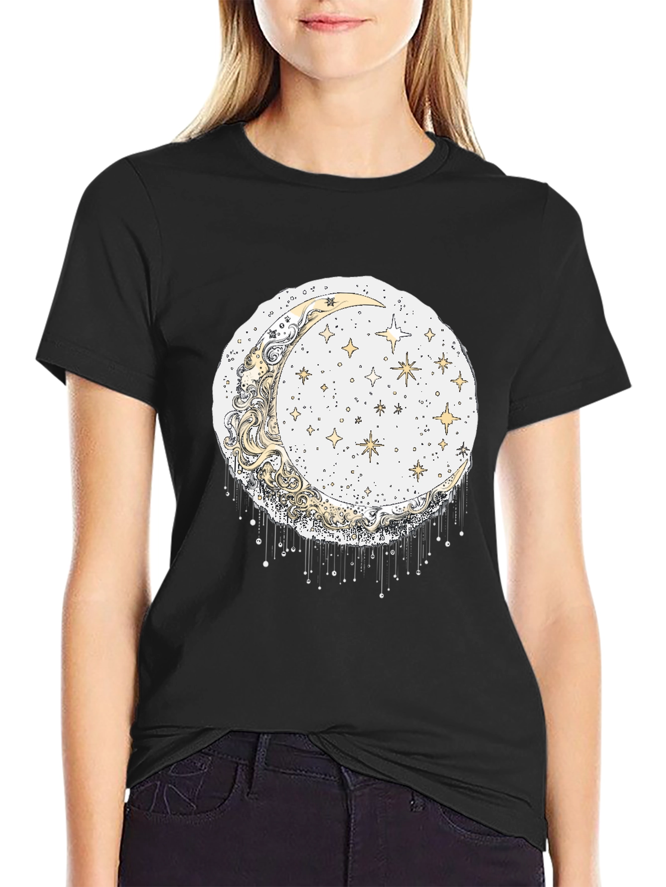 Black Celestial Moon & Stars Graphic Tee view 2