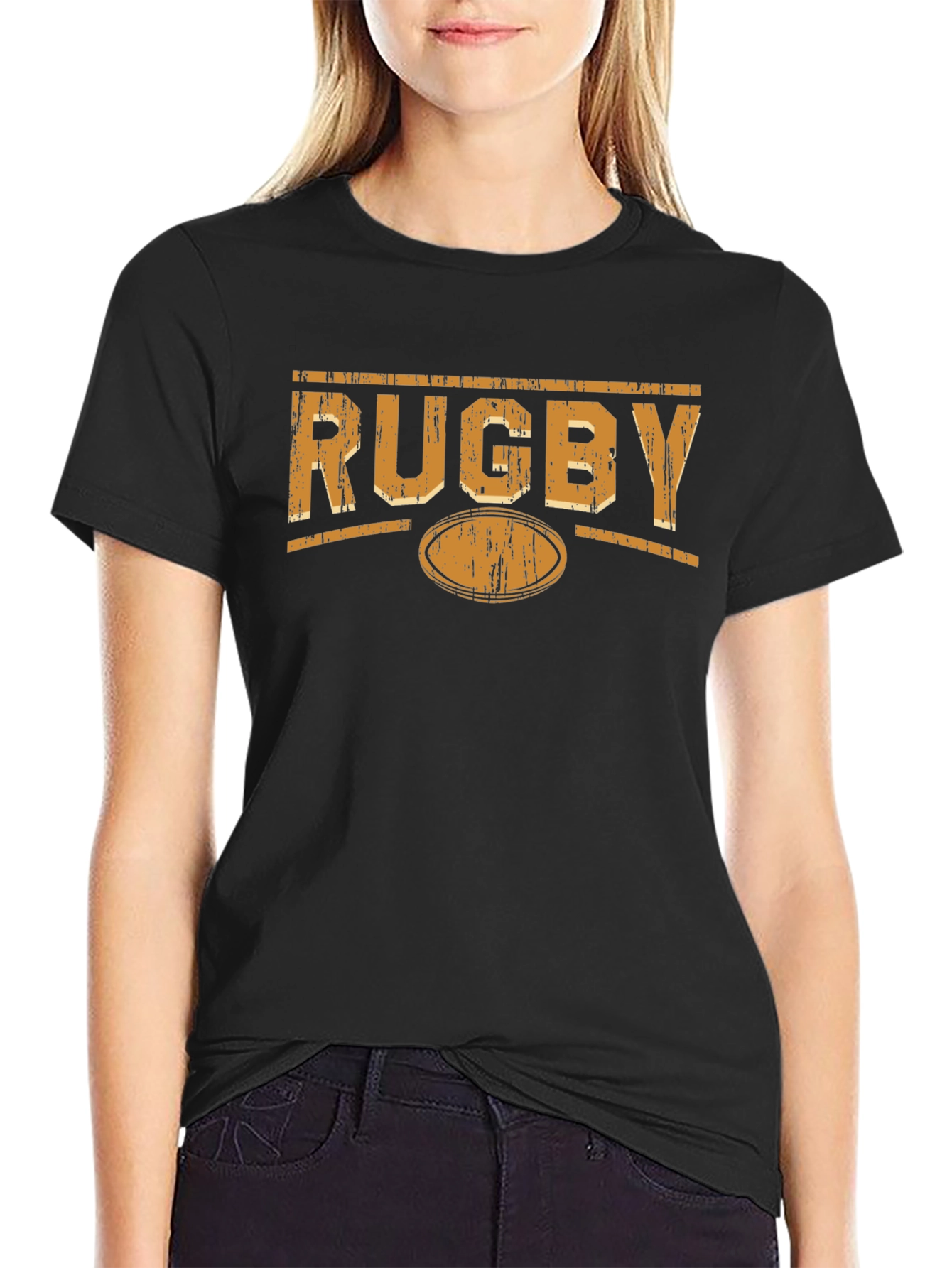 Black Rugby Graphic Black T-Shirt view 2