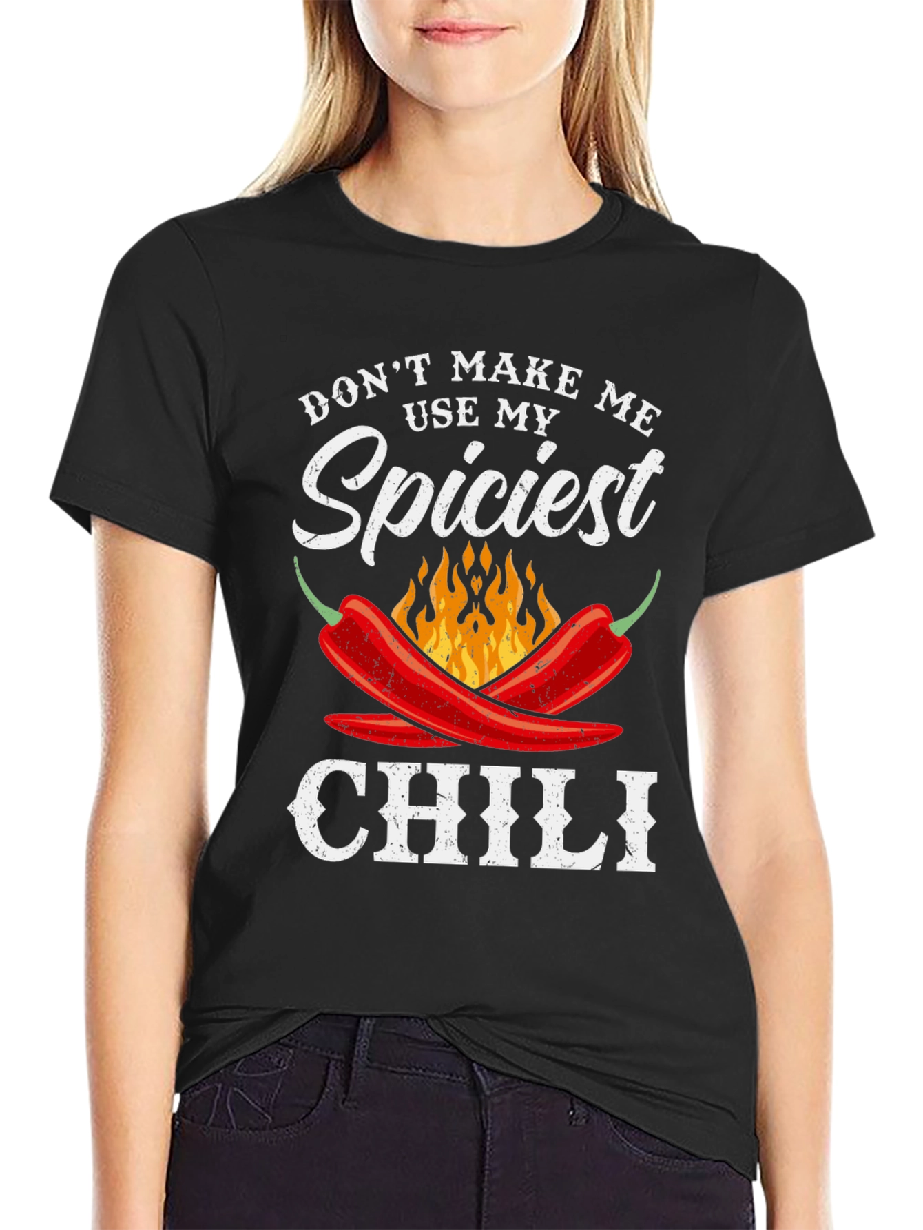 Black Spiciest Chili Funny T-Shirt view 2