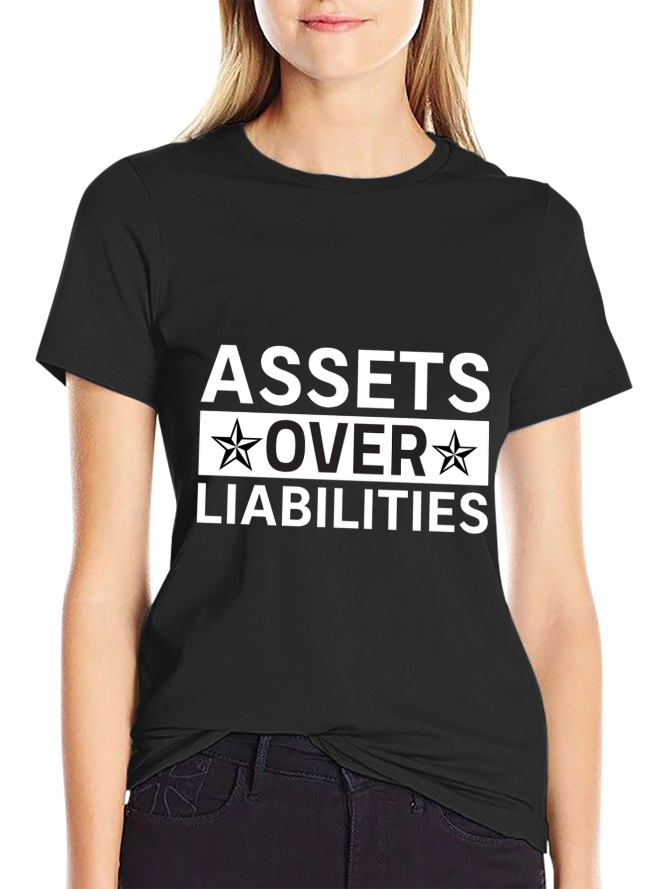 Black Assets Over Liabilities Black Graphic T-Shirt view 2