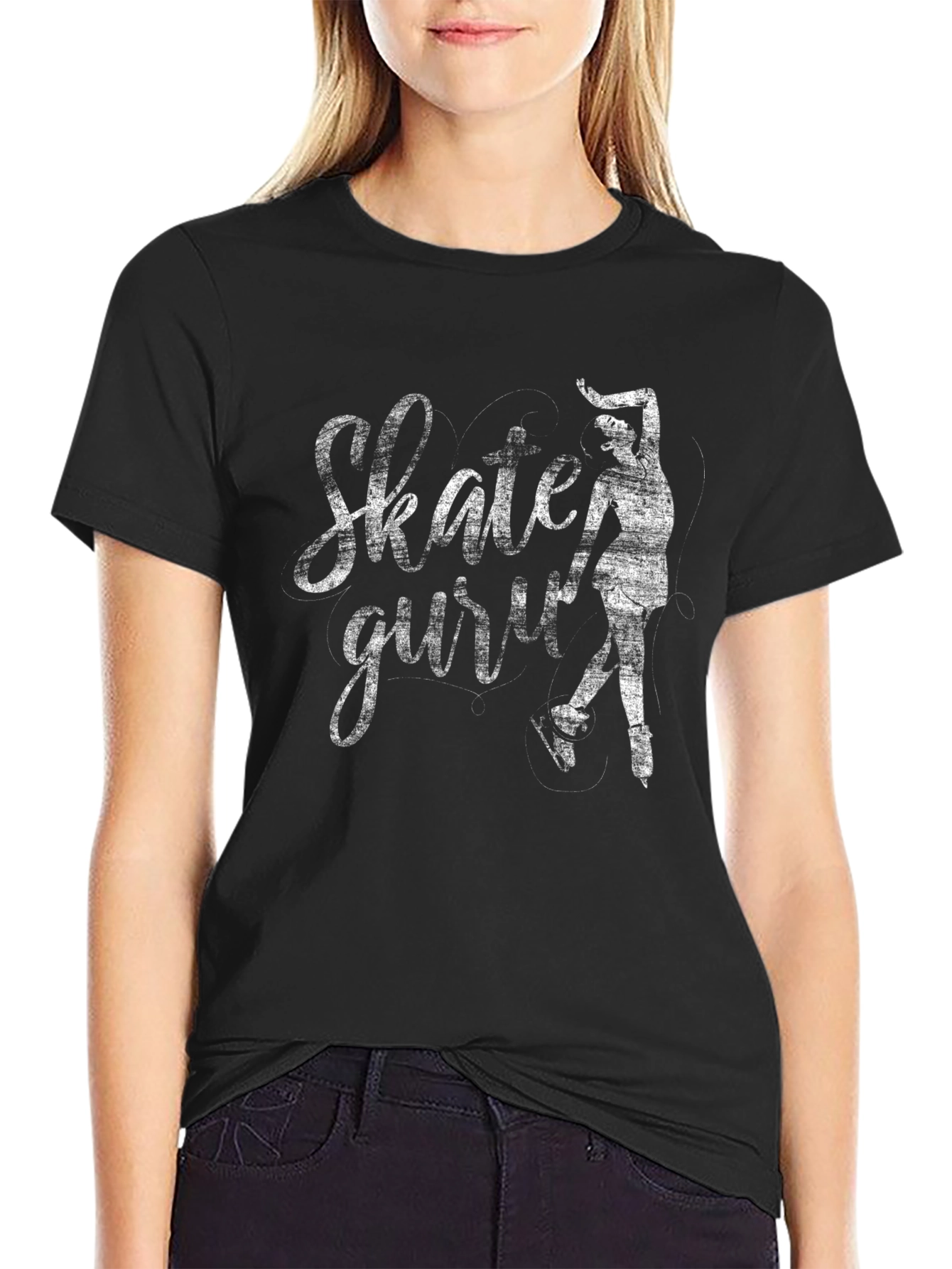 Black Skater Guru Black T-Shirt - Stylish Figure Skating Tee view 2