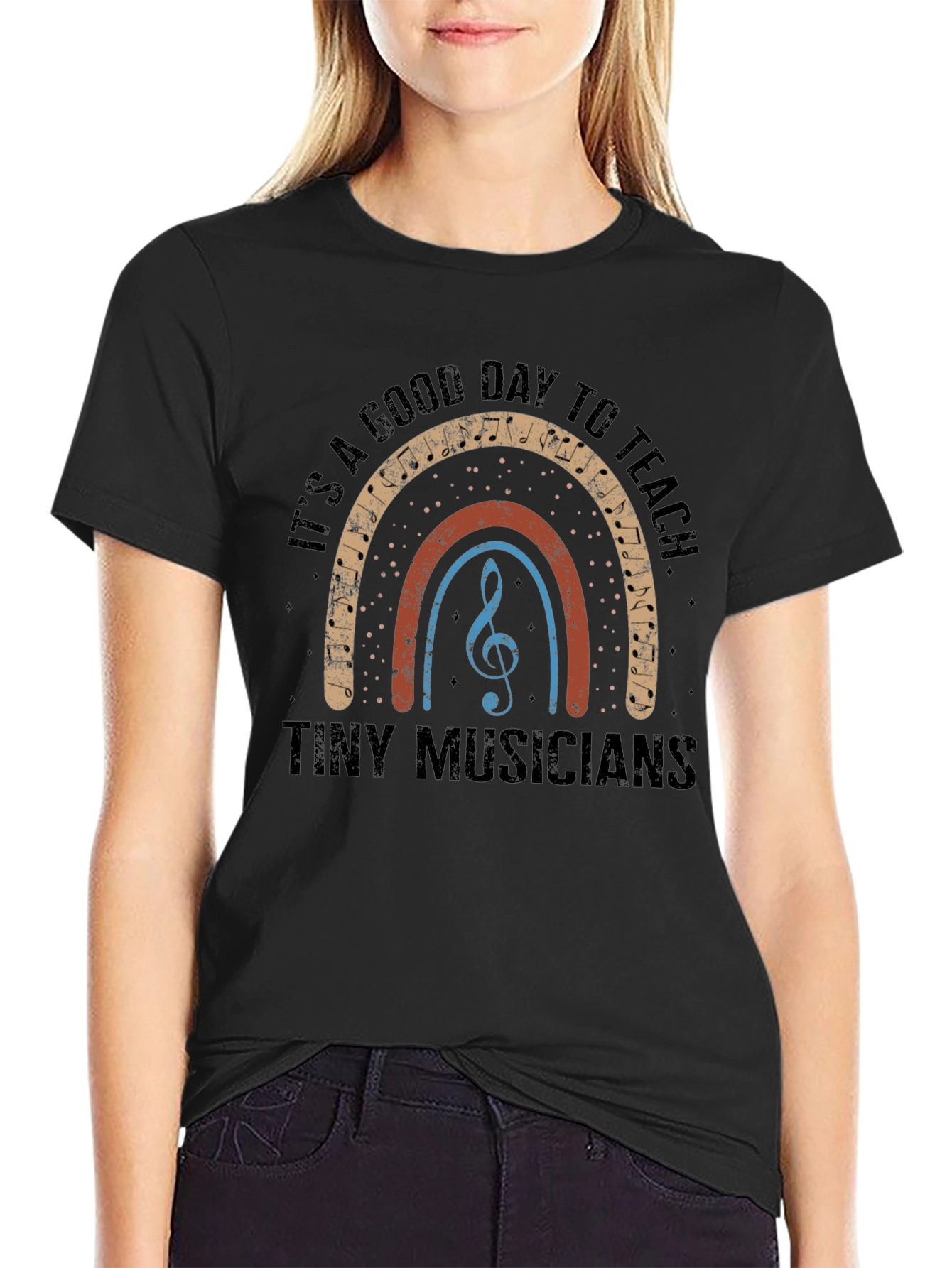 Black Music Teacher T-Shirt: A Good Day to Teach Tiny Musicians view 2