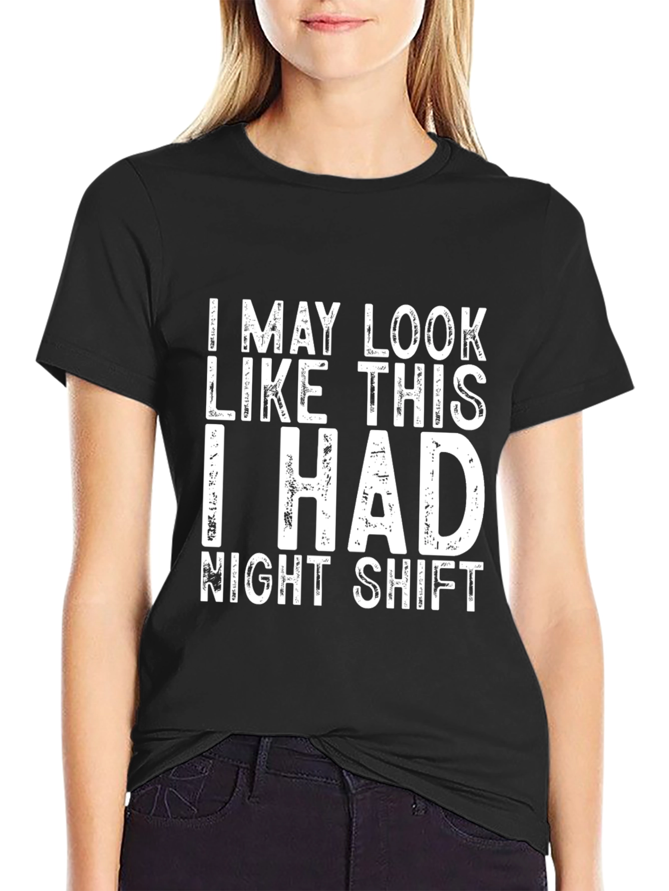 Black Night Shift T-Shirt Funny Graphic Tee view 2
