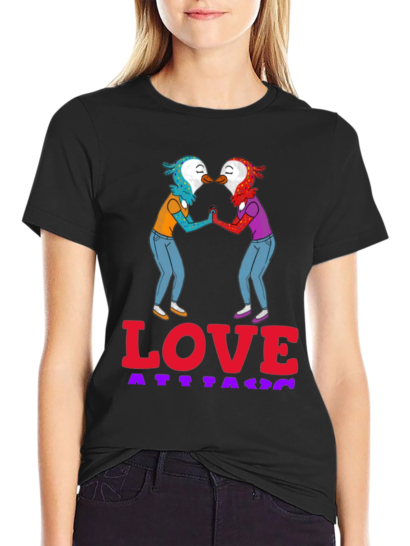 Black Love Attack Graphic Tee - Unisex Black T-Shirt view 2
