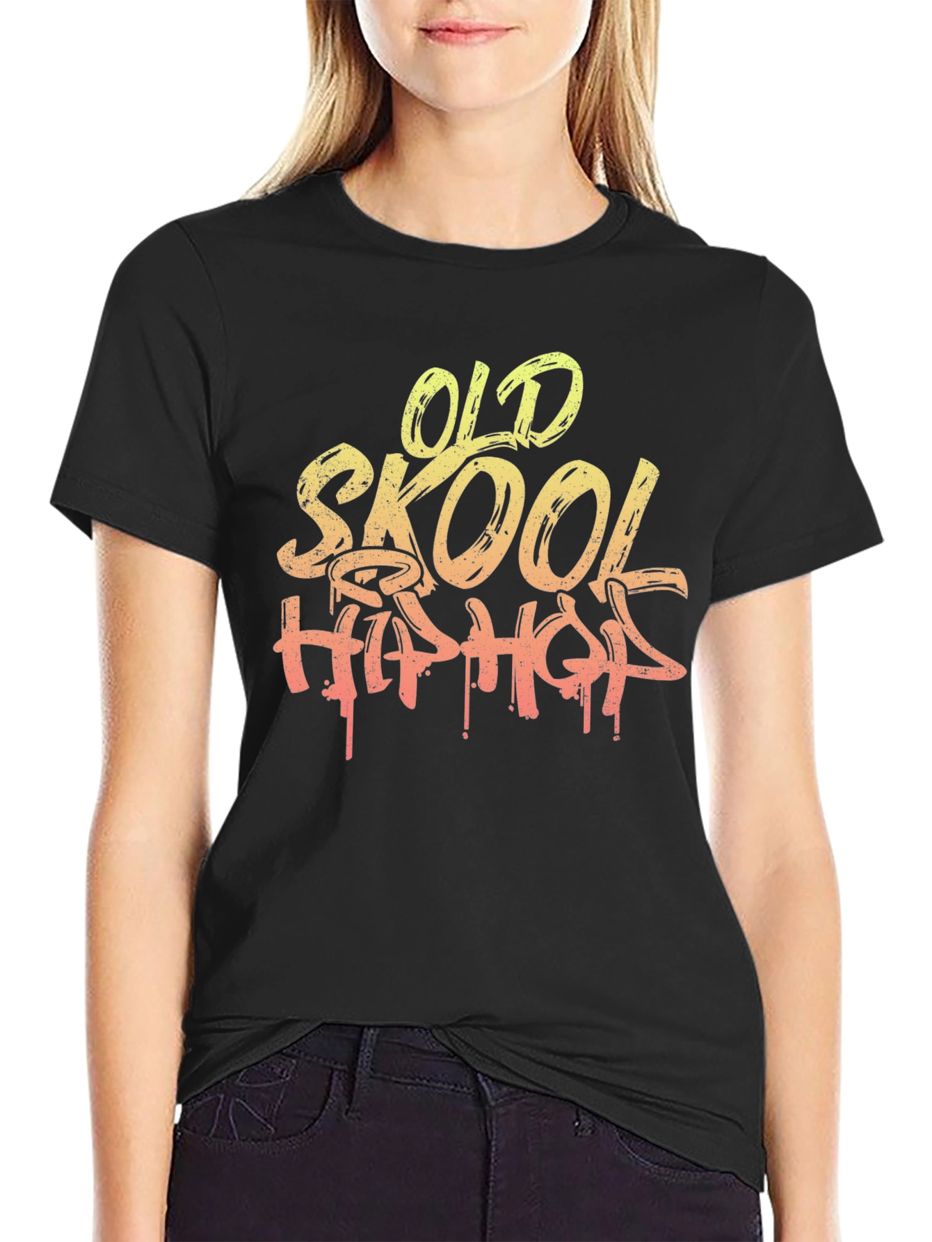 Black Old Skool Hip Hop Graphic T-Shirt - Black view 2
