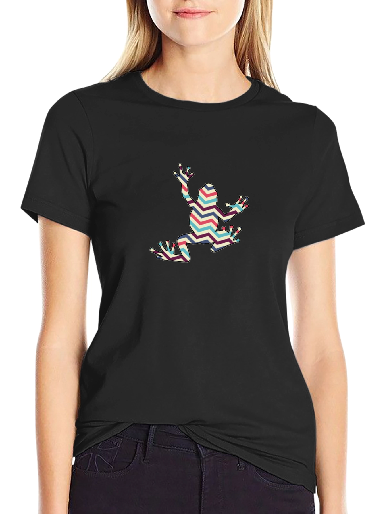Black Chevron Frog Graphic Tee - Men's Black T-Shirt view 2