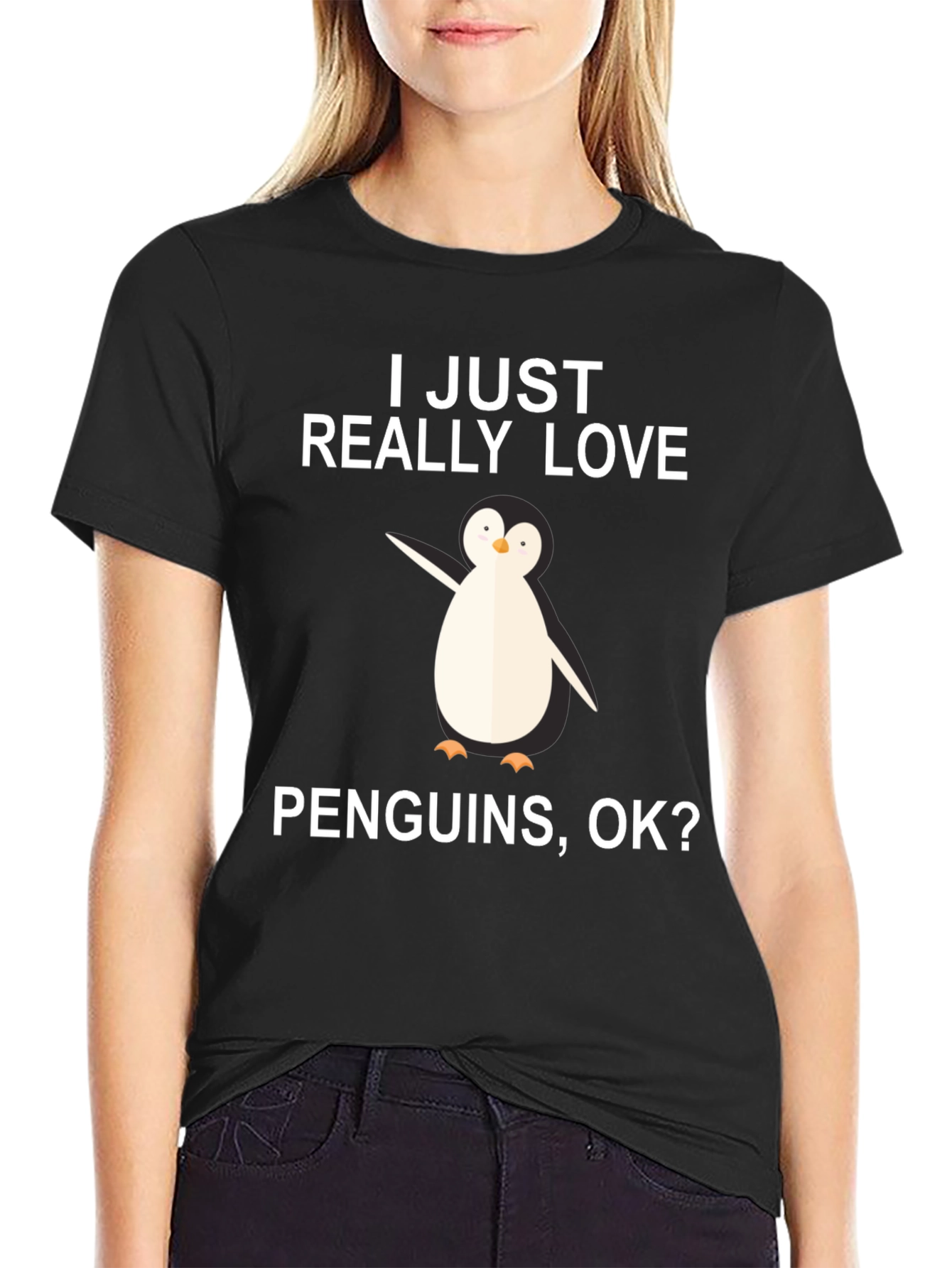 Black Penguin Lover T-Shirt - I Just Really Love Penguins view 2