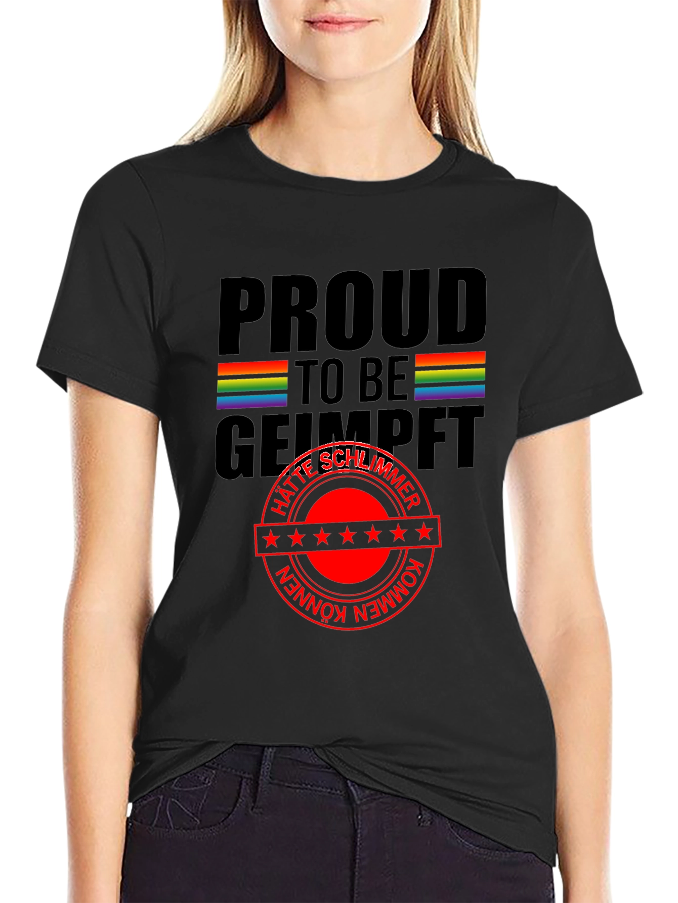 Black Proud to be Geimpft T-Shirt view 2