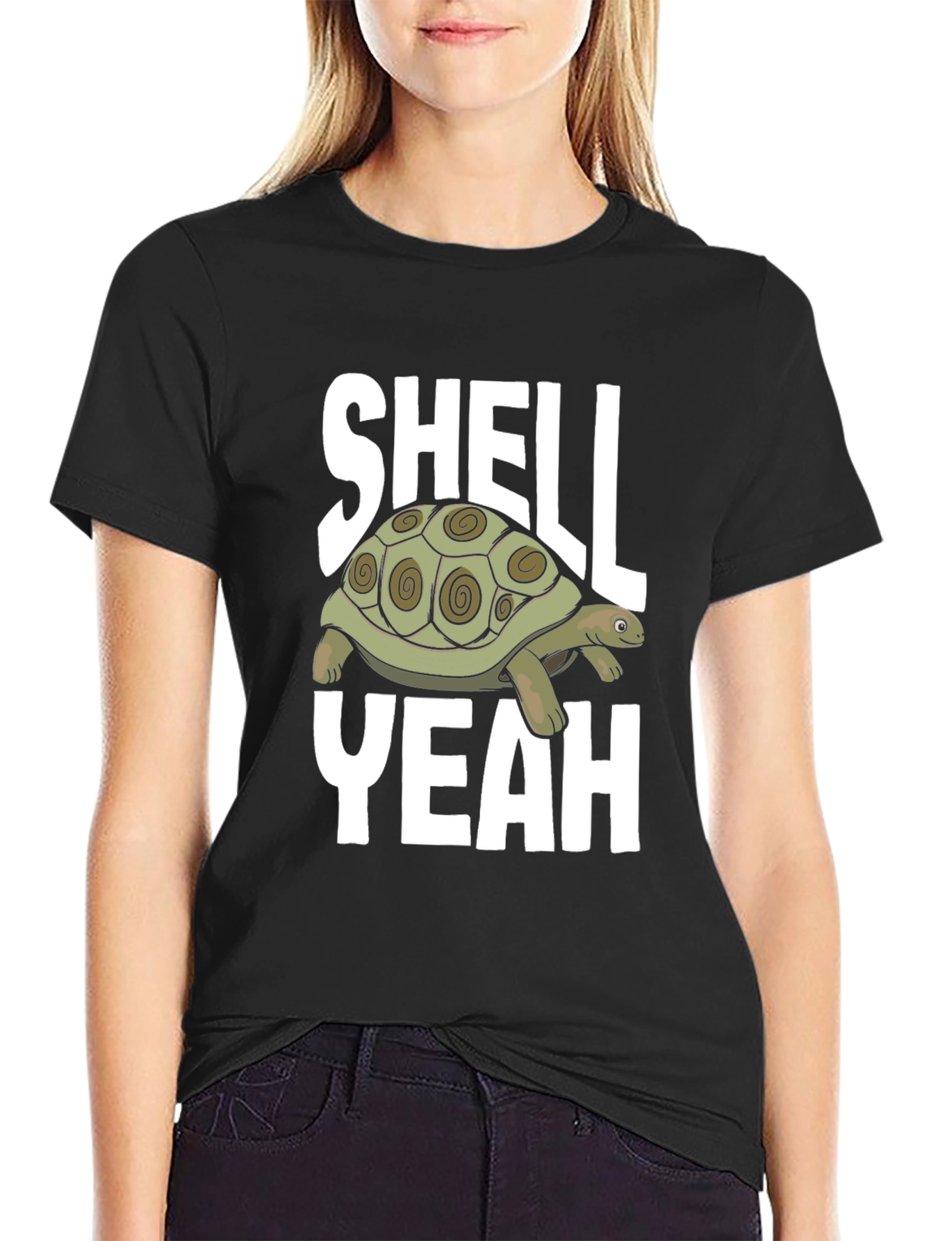 Black Shell Yeah Turtle Graphic T-Shirt view 2