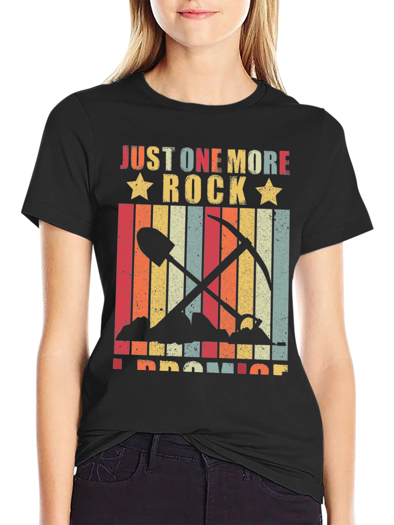 Black Just One More Rock T-Shirt - Mineral Collector Tee view 2