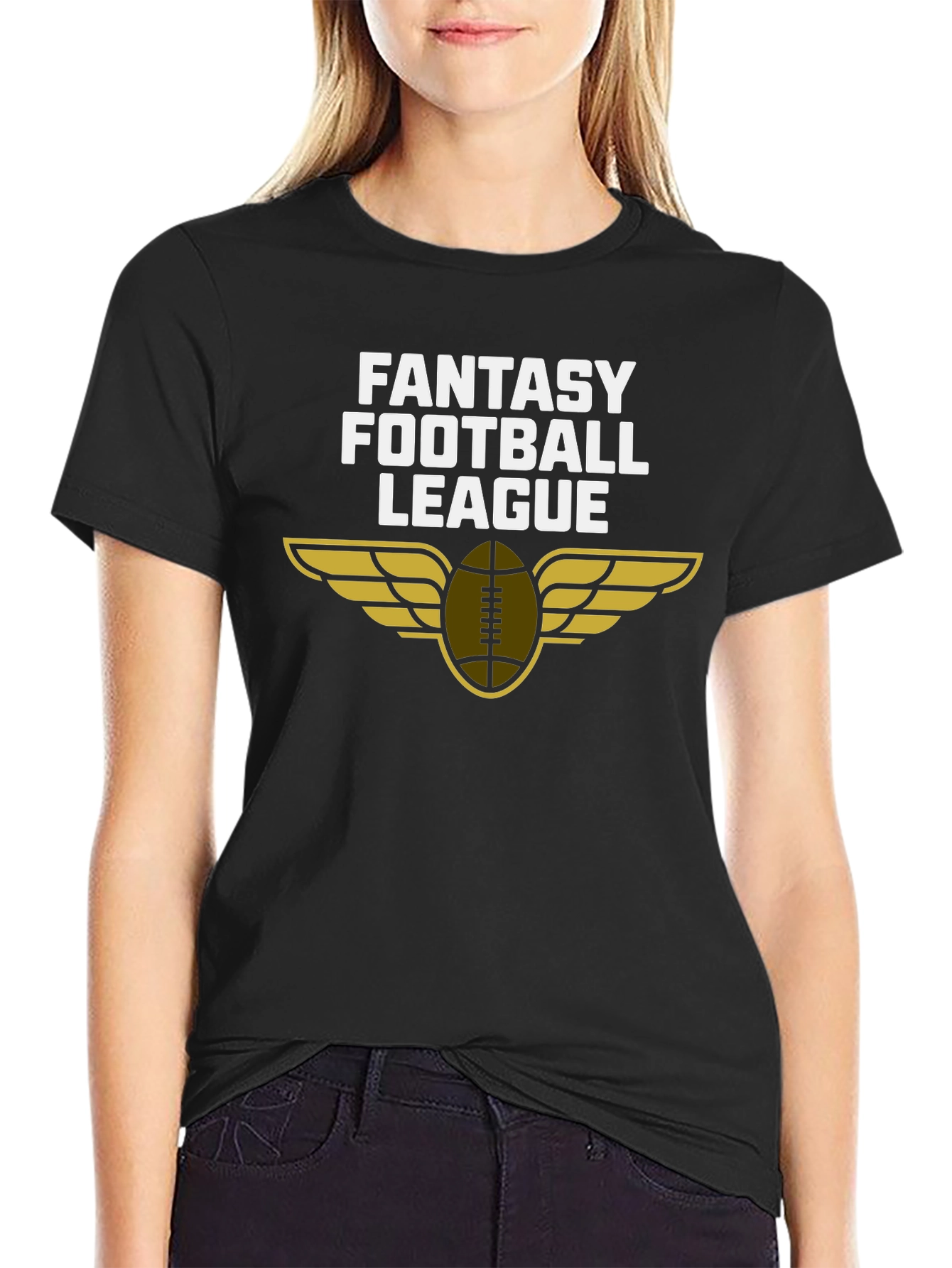 Black Fantasy Football League Graphic T-Shirt view 2
