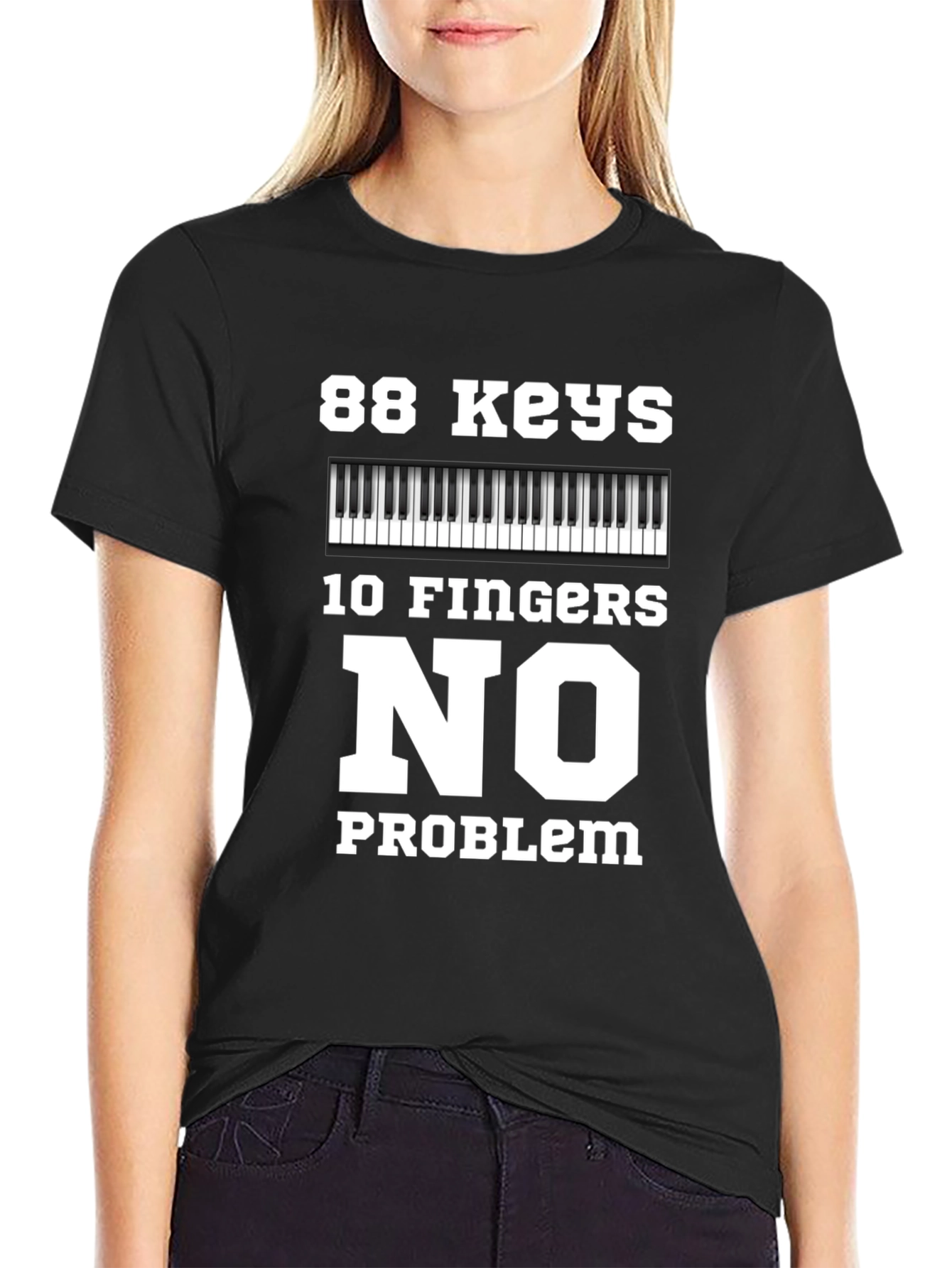 Black 88 Keys 10 Fingers No Problem Graphic Tee view 2