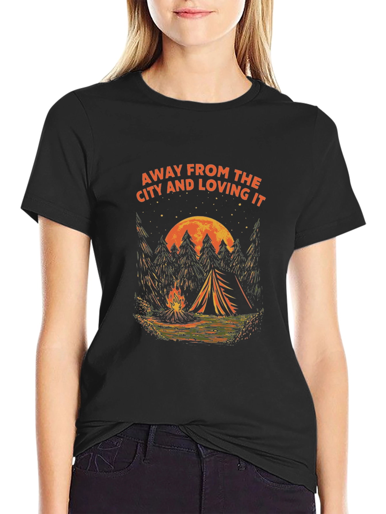 Black Camping Adventure Black T-Shirt view 2