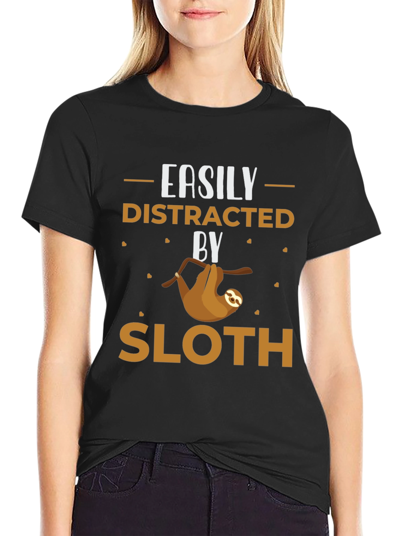 Black Easily Distracted By Sloth Graphic Tee view 2