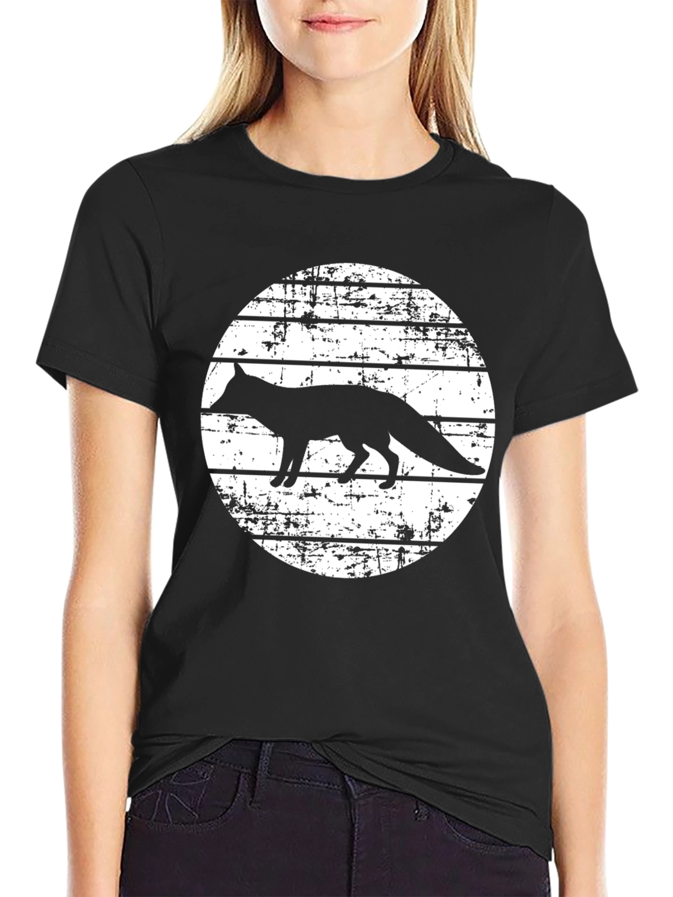 Black Fox Silhouette Graphic T-Shirt view 2