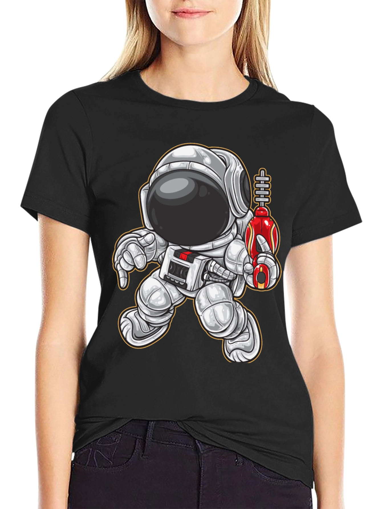 Black Astronaut Graphic Tee - Space Explorer T-Shirt view 2