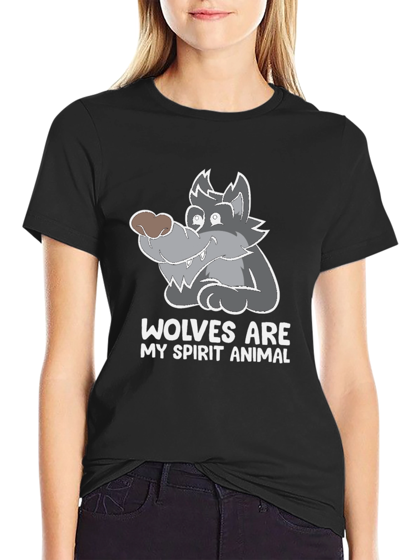 Black Wolves Are My Spirit Animal Graphic Tee - Black view 2
