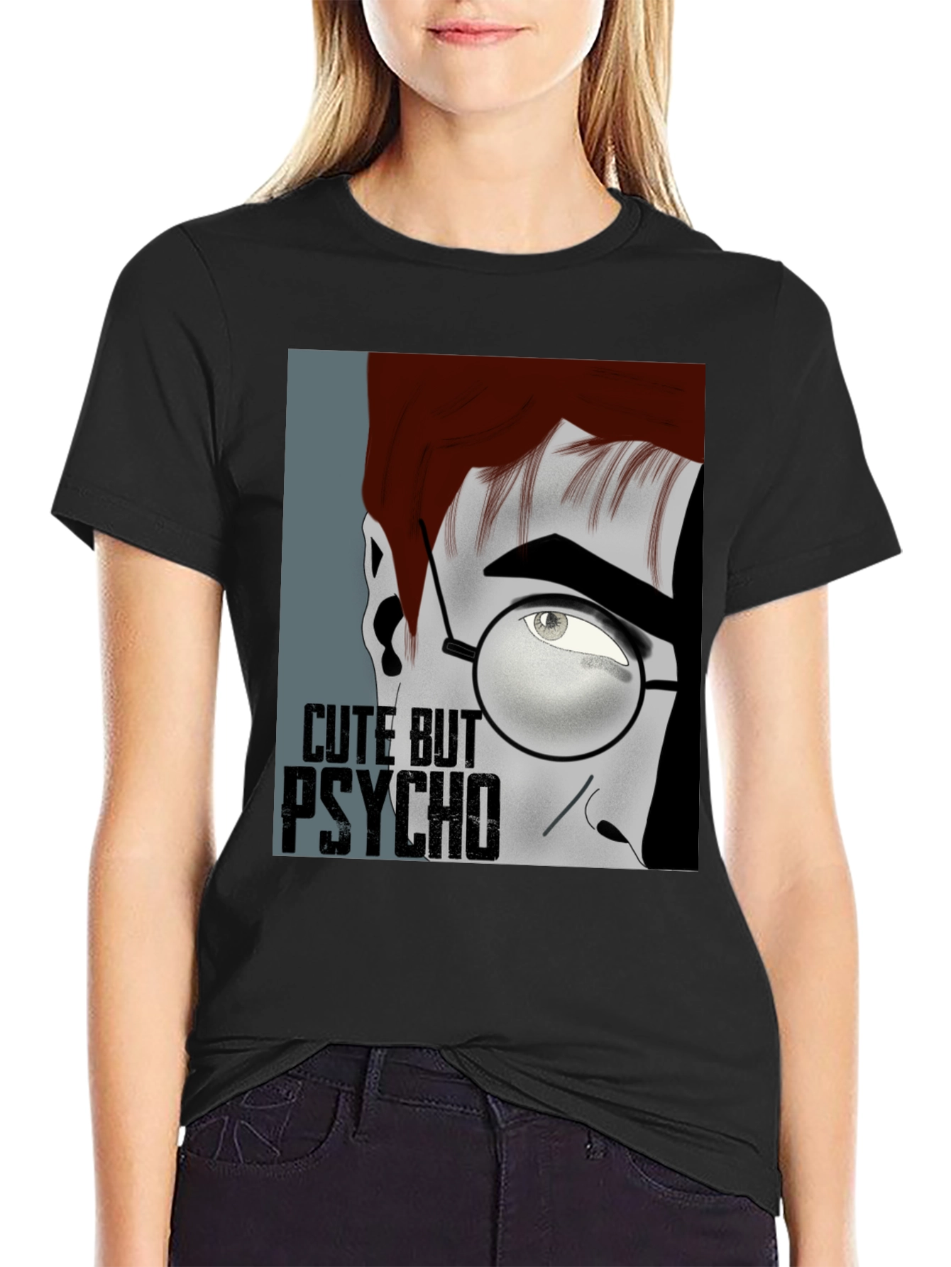 Black Cute But Psycho Graphic T-Shirt view 2