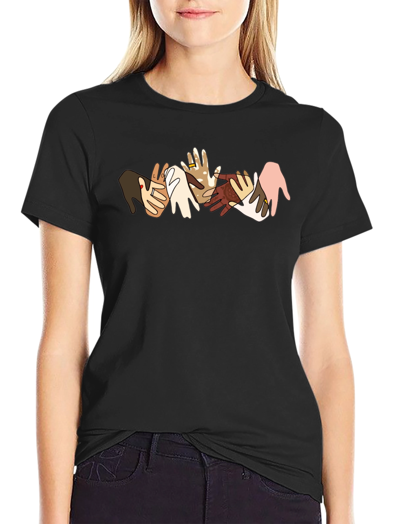 Black Diversity Hands Graphic Tee - Black T-Shirt view 2