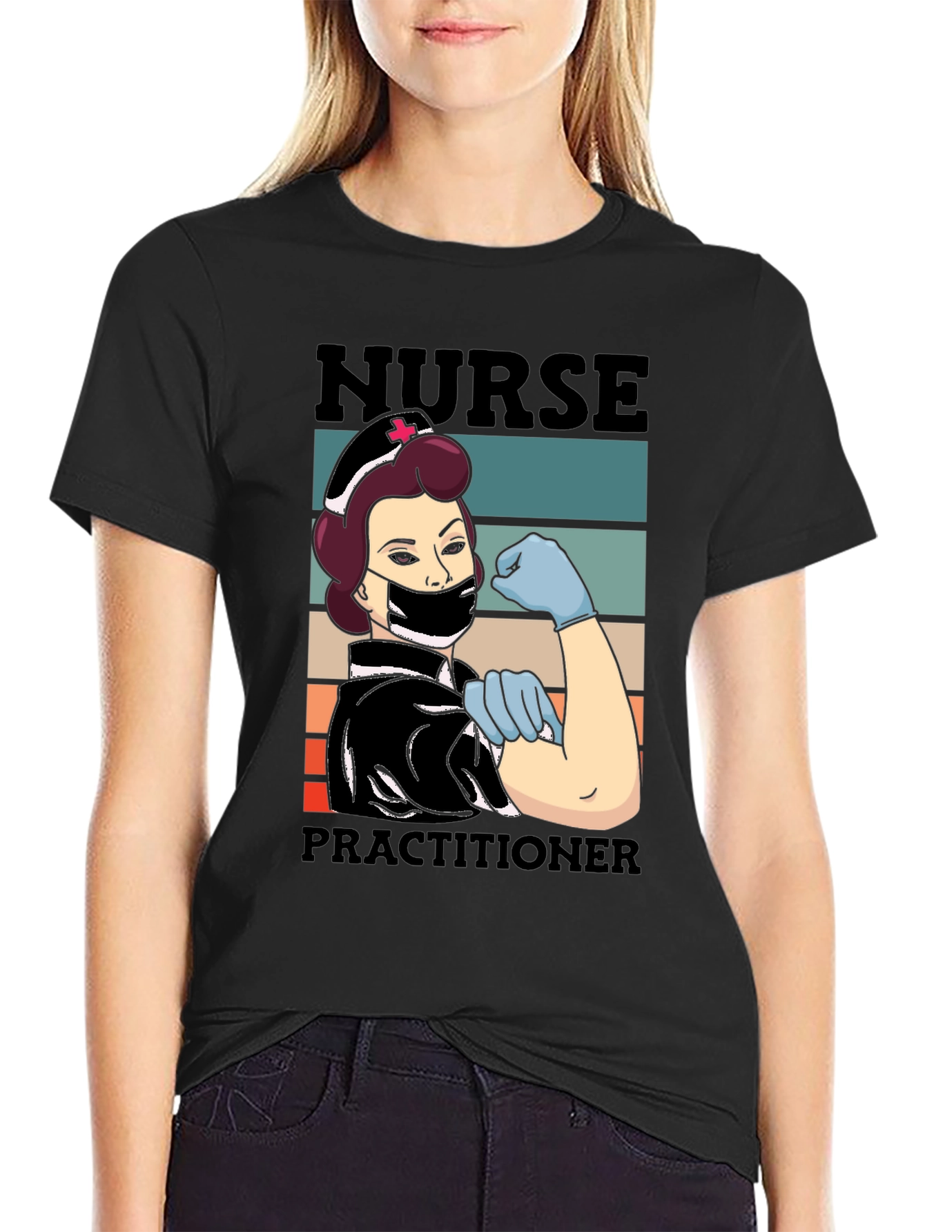 Black Nurse Practitioner T-Shirt, Healthcare Hero Tee view 2