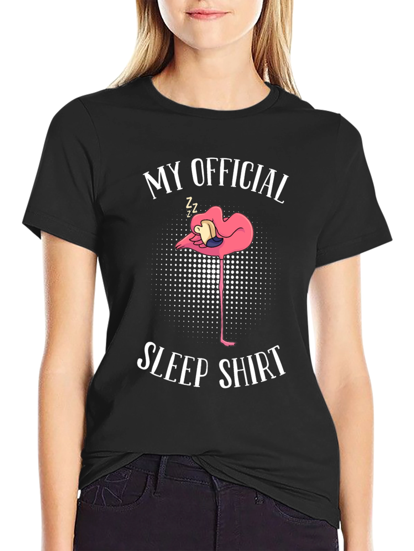 Black My Official Sleep Shirt Flamingo T-Shirt view 2