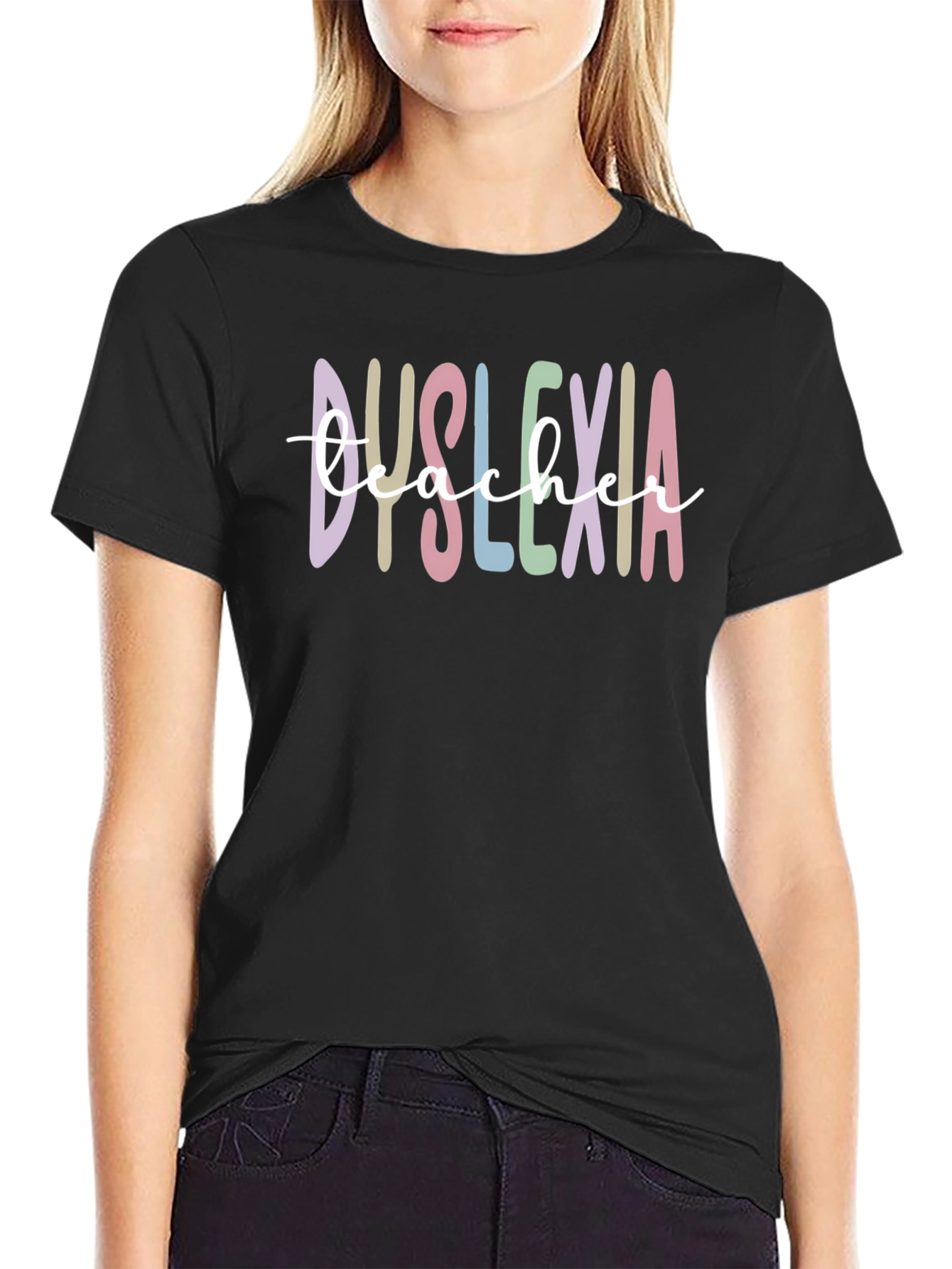 Black Dyslexia Teacher T-Shirt view 2